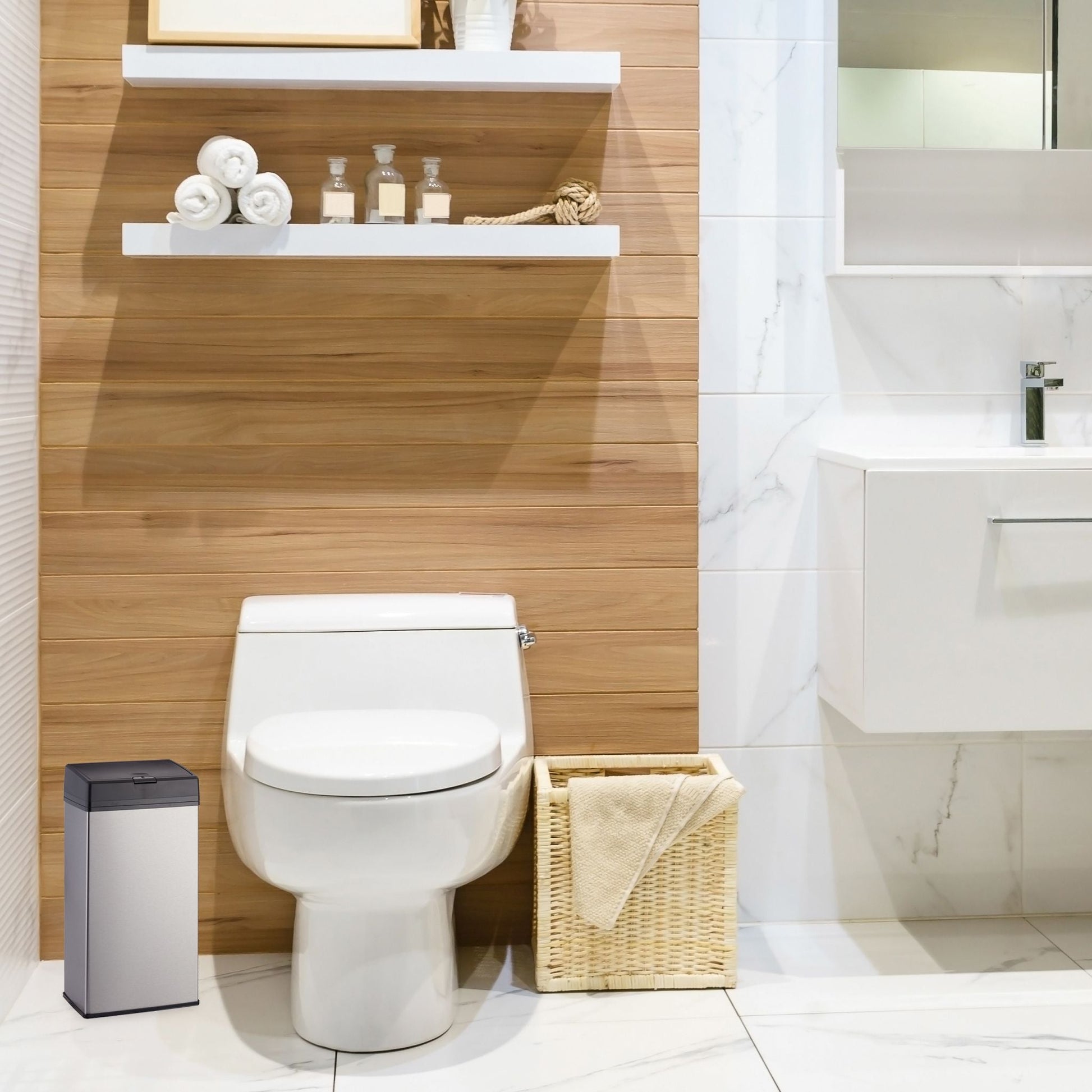 Kosmetikeimer Edelstahl Schwarz-Silber von Relaxdays