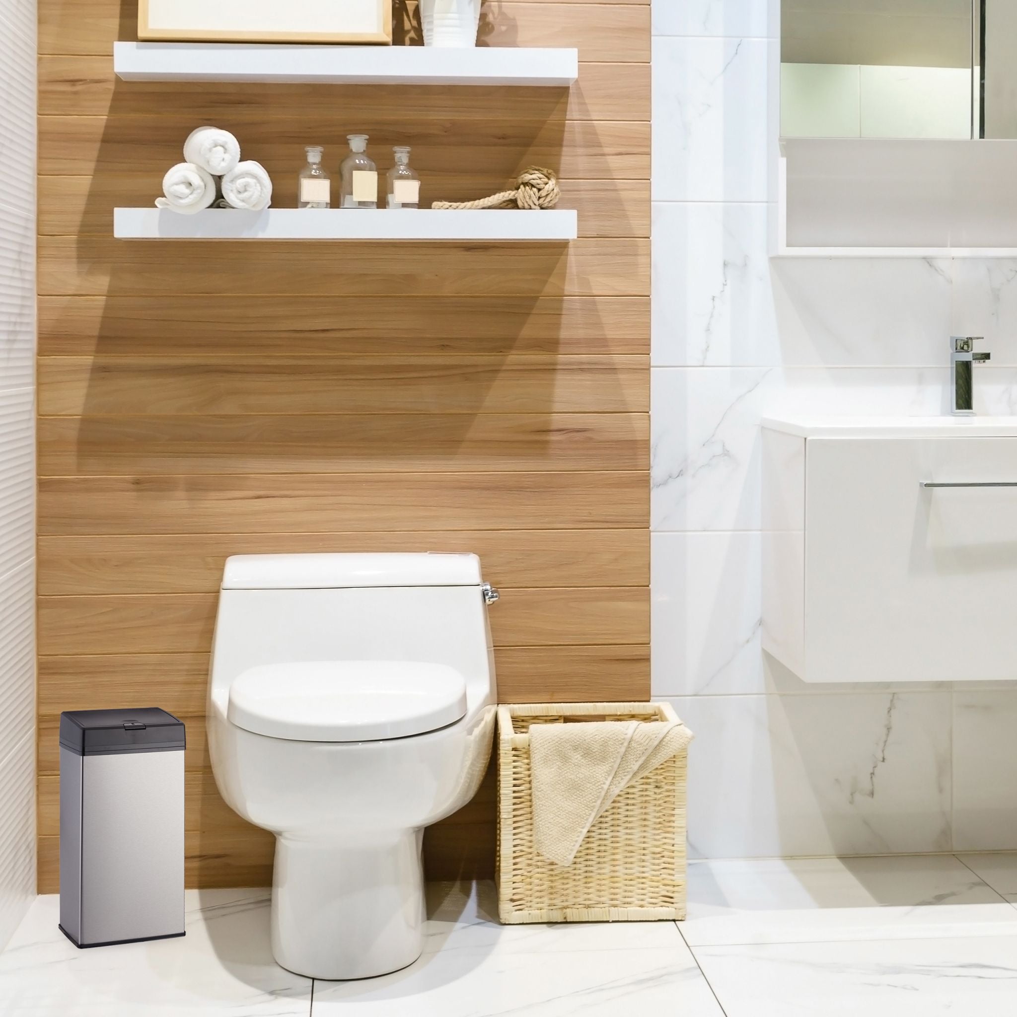 Kosmetikeimer Edelstahl Schwarz-Silber von Relaxdays
