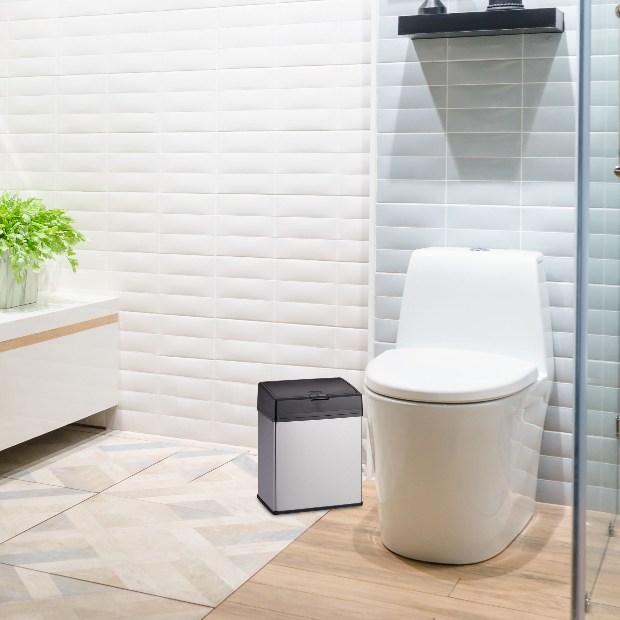 Kosmetikeimer Edelstahl Schwarz-Silber von Relaxdays