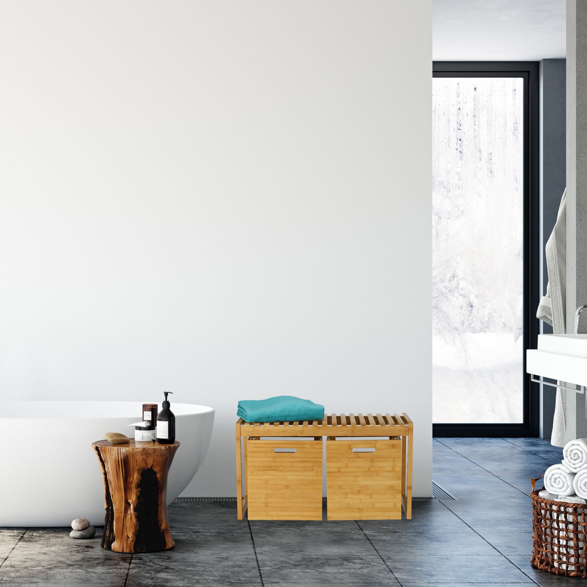 Sitzbank mit Stauraum Bambus Hellbraun von Relaxdays