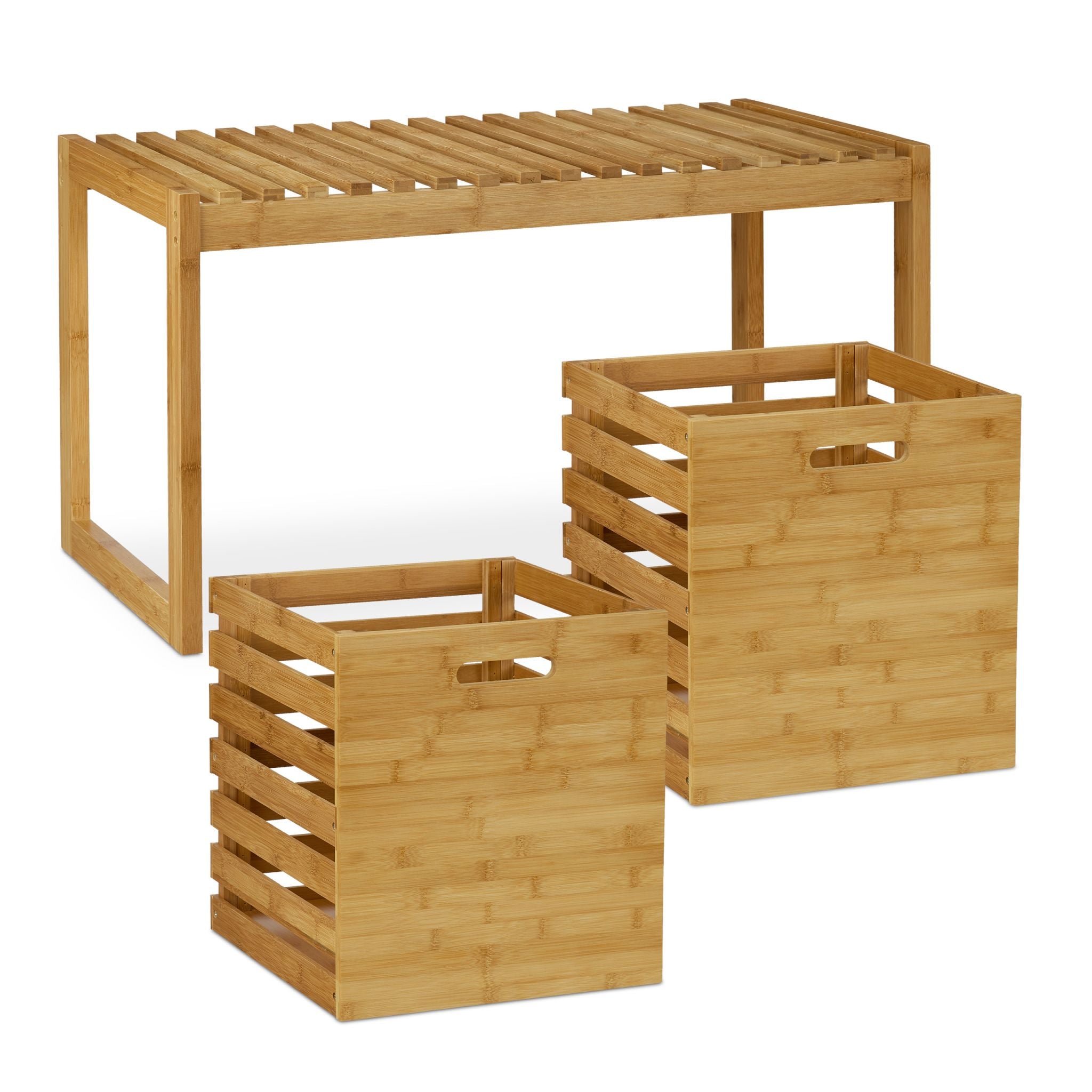Sitzbank mit Stauraum Bambus Hellbraun von Relaxdays