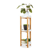 Blumenregal rund Weiss-Hellbraun von Relaxdays