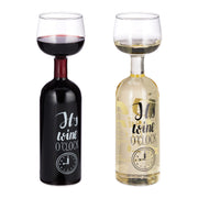 Weinflasche Glas Aufsatz 750ml Weiss-Schwarz-Transparent von Relaxdays
