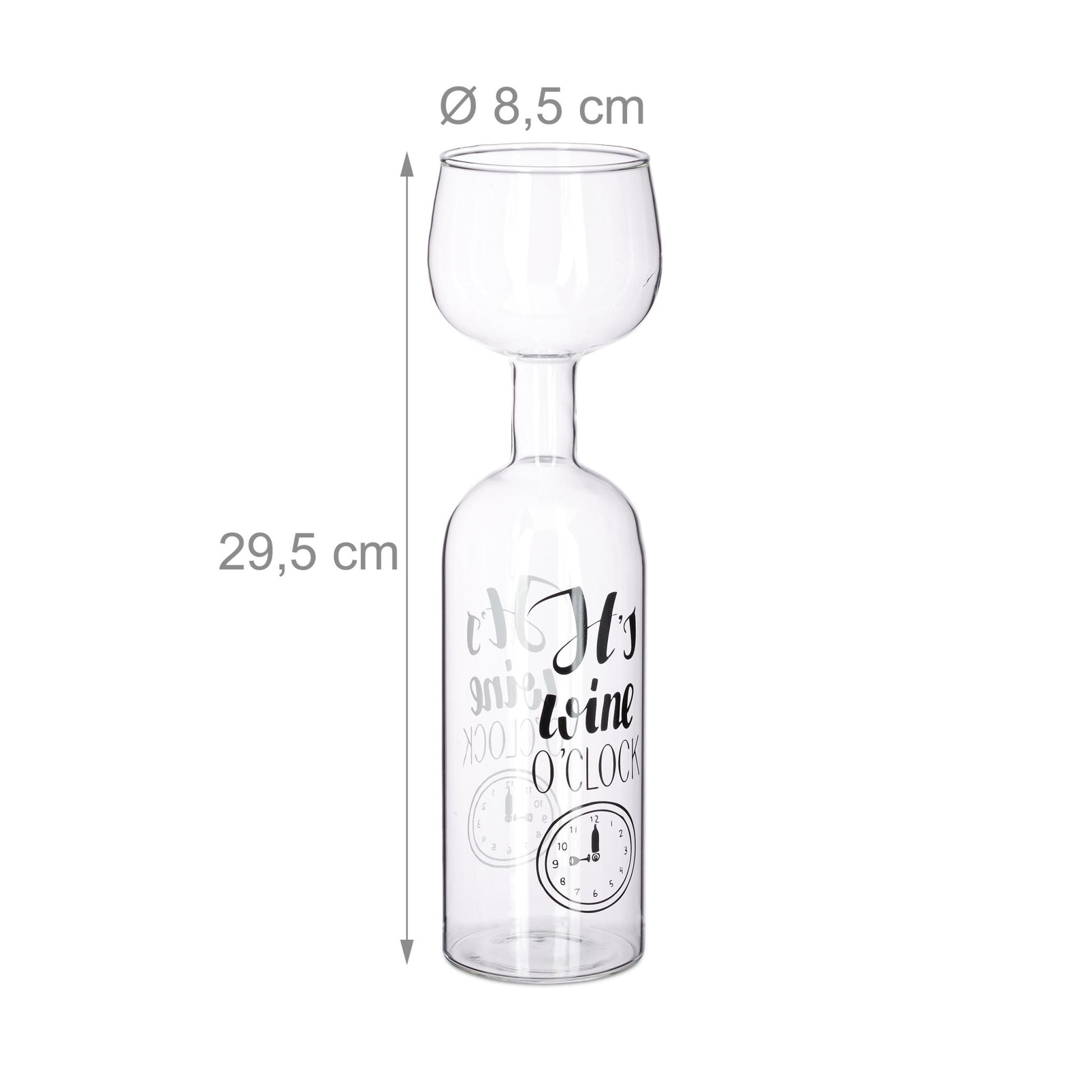 Weinflasche Glas Aufsatz 750ml Weiss-Schwarz-Transparent von Relaxdays
