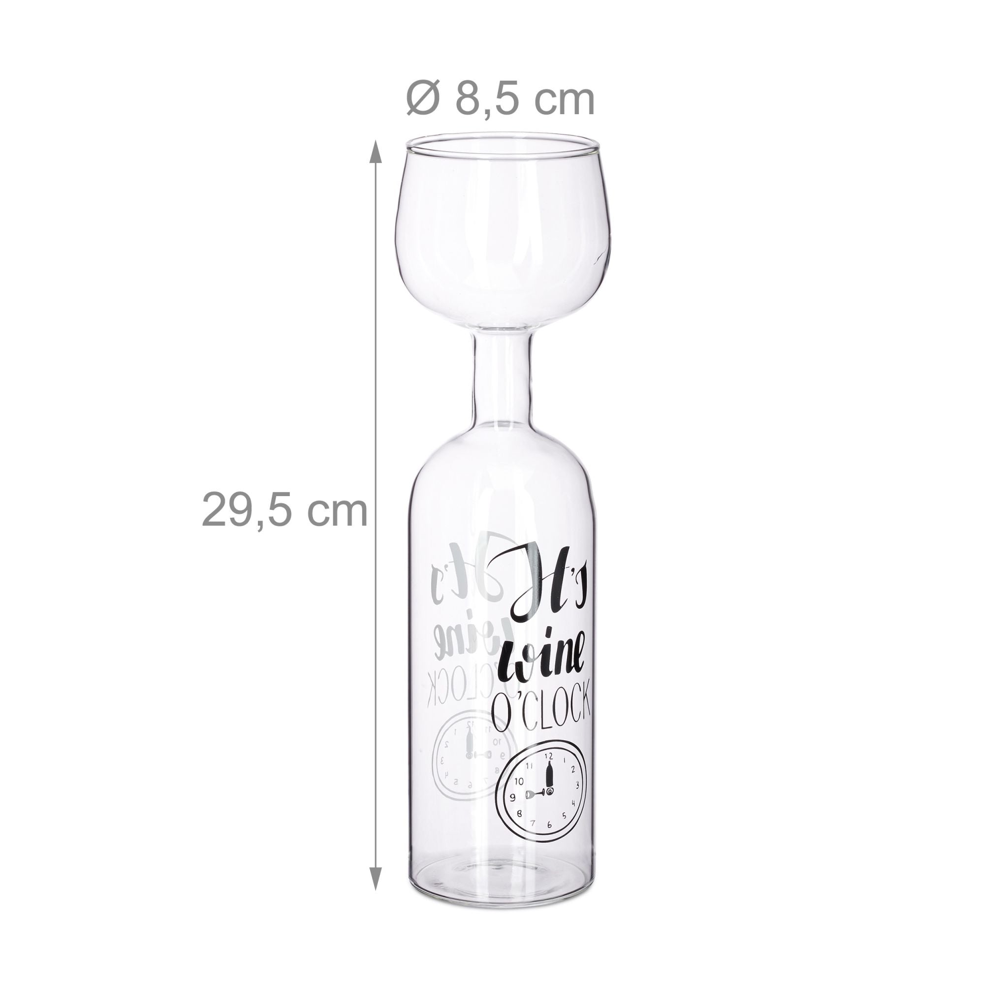 Weinflasche Glas Aufsatz 750ml Weiss-Schwarz-Transparent von Relaxdays