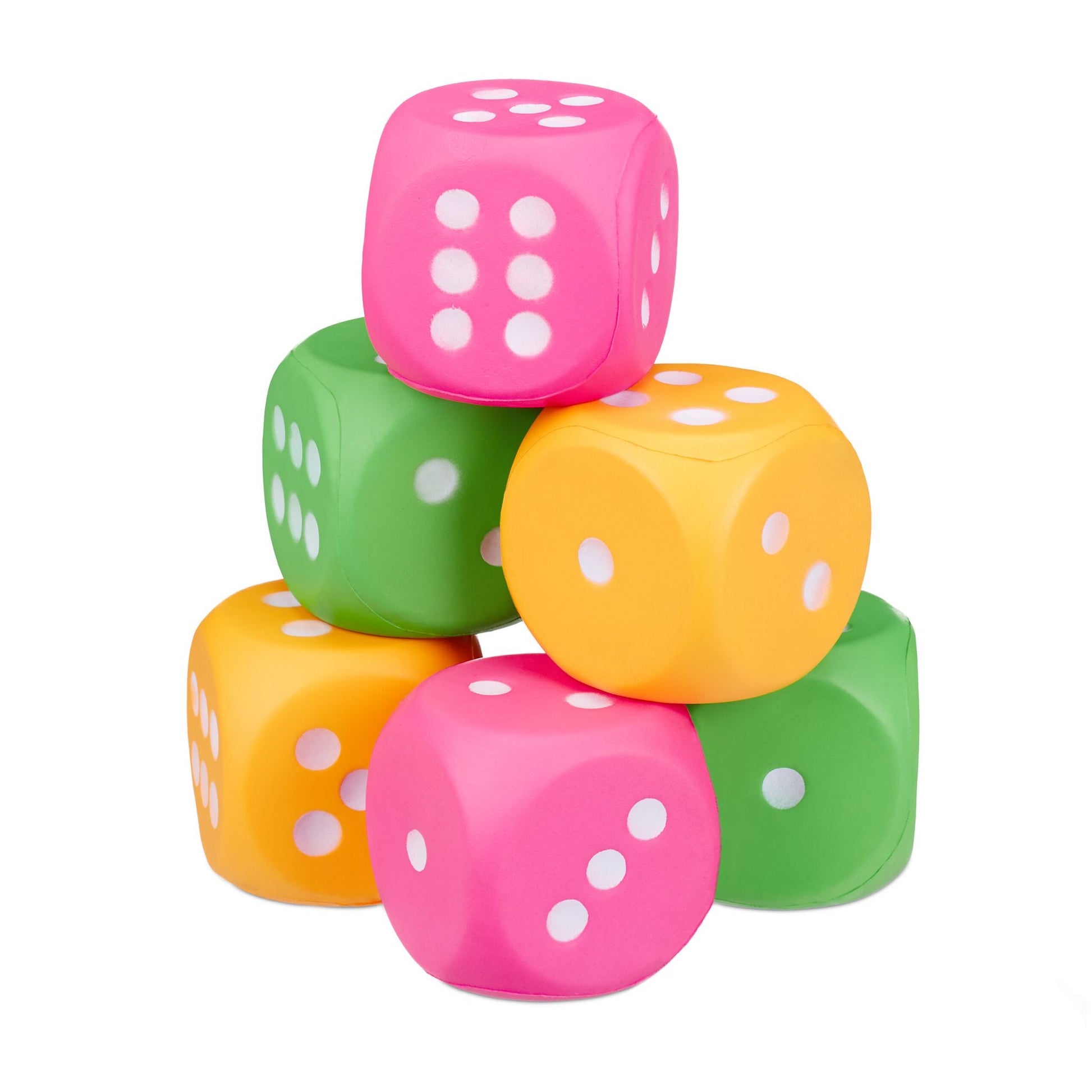 Stoffwürfel 6er-Set Gelb-Grün-Pink von Relaxdays