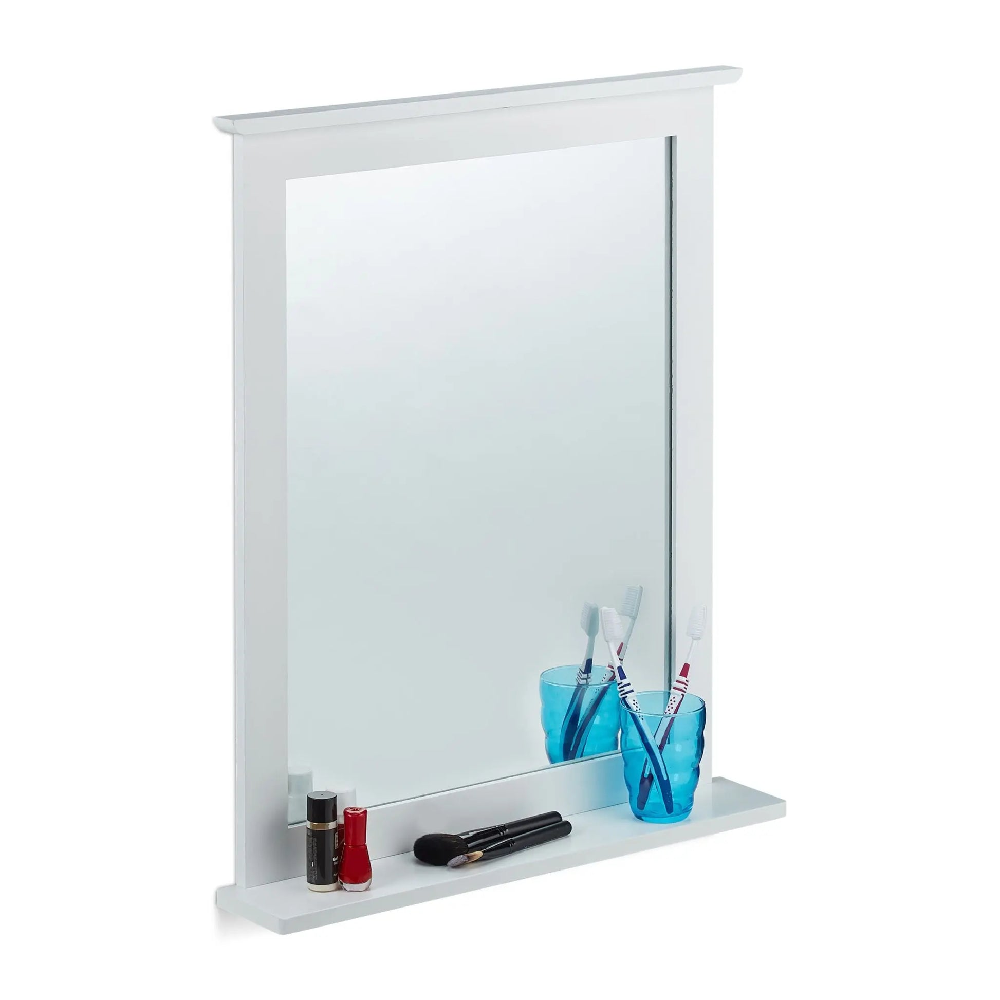 Wandspiegel Bambus in Weiss Weiss-Silber von Relaxdays