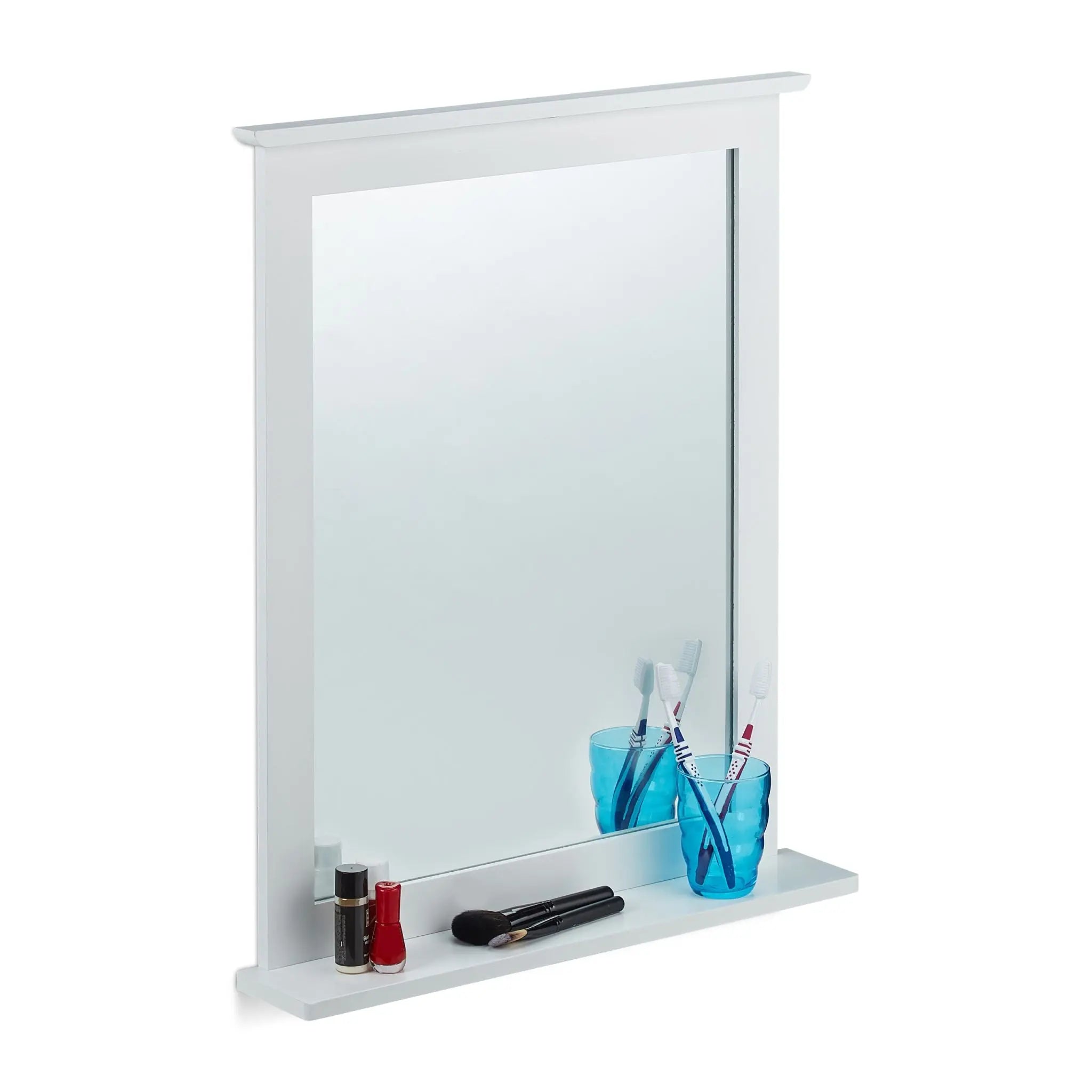 Wandspiegel Bambus in Weiss Weiss-Silber von Relaxdays
