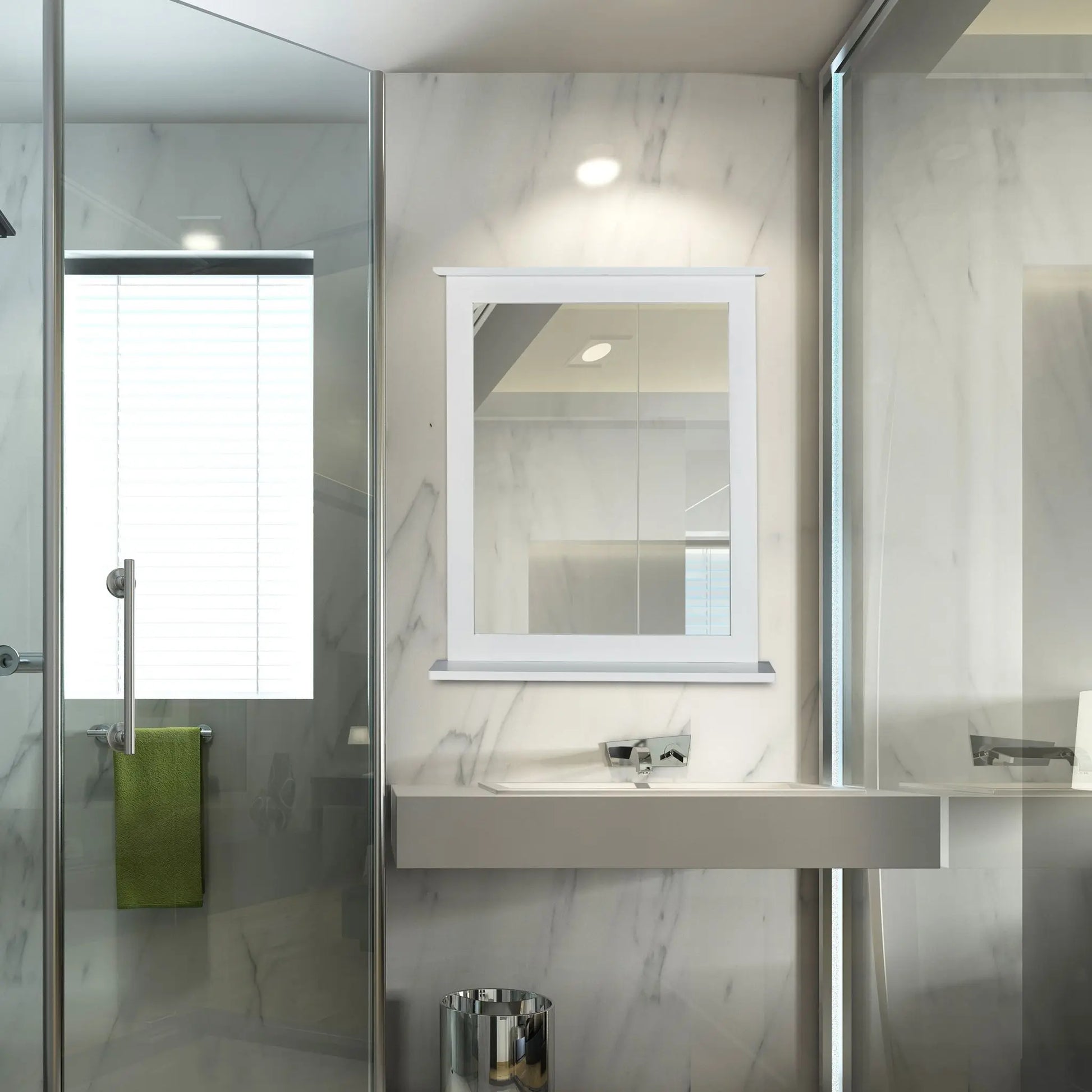 Wandspiegel Bambus in Weiss Weiss-Silber von Relaxdays