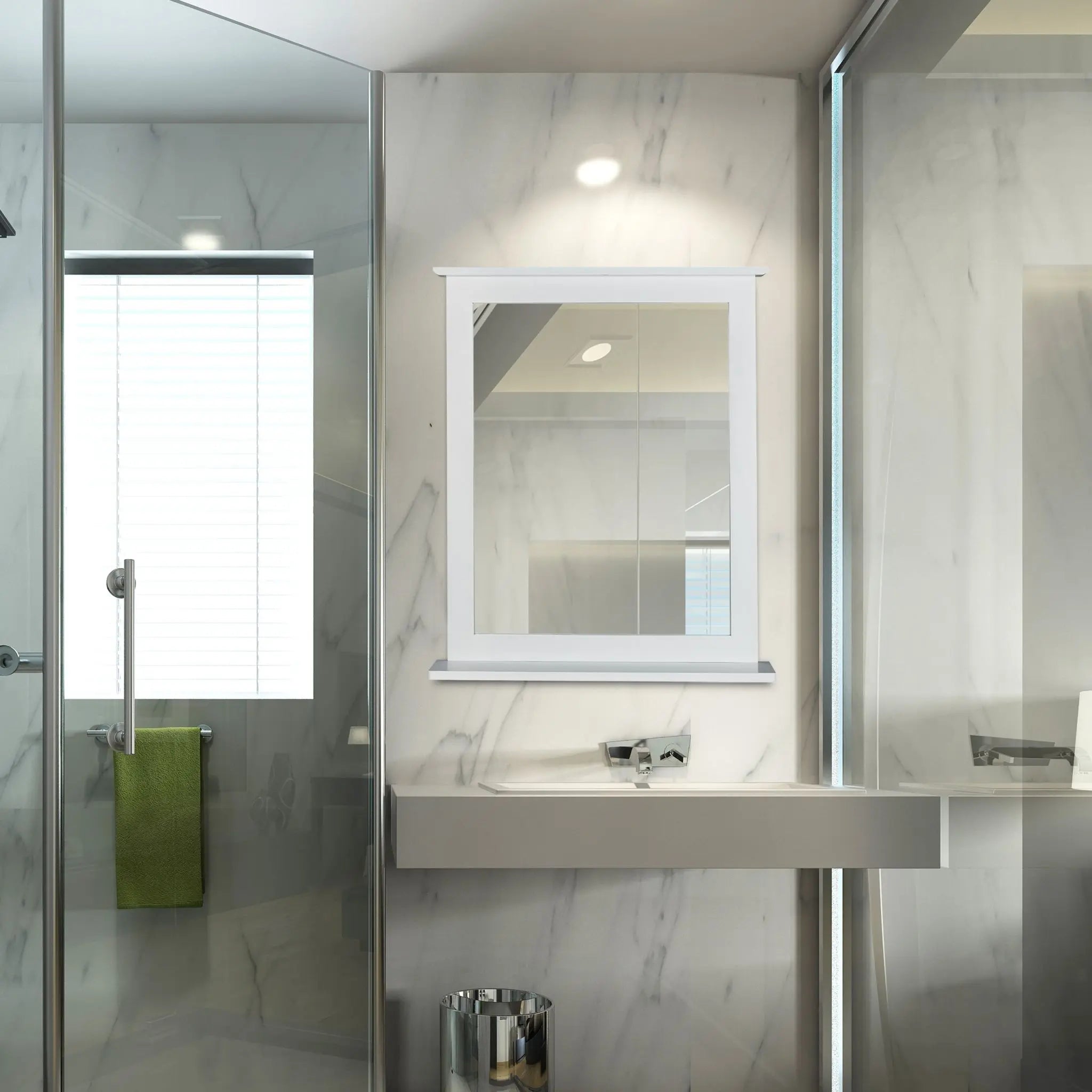Wandspiegel Bambus in Weiss Weiss-Silber von Relaxdays