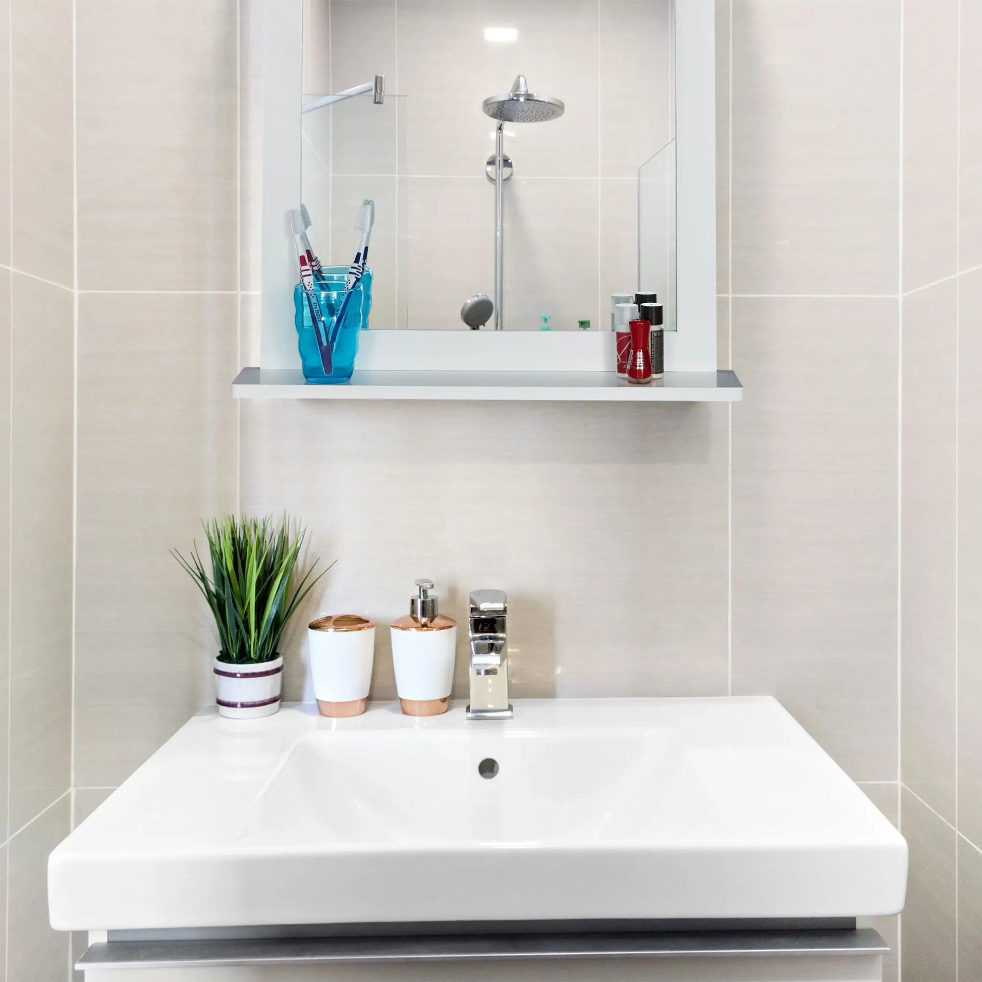 Wandspiegel Bambus in Weiss Weiss-Silber von Relaxdays