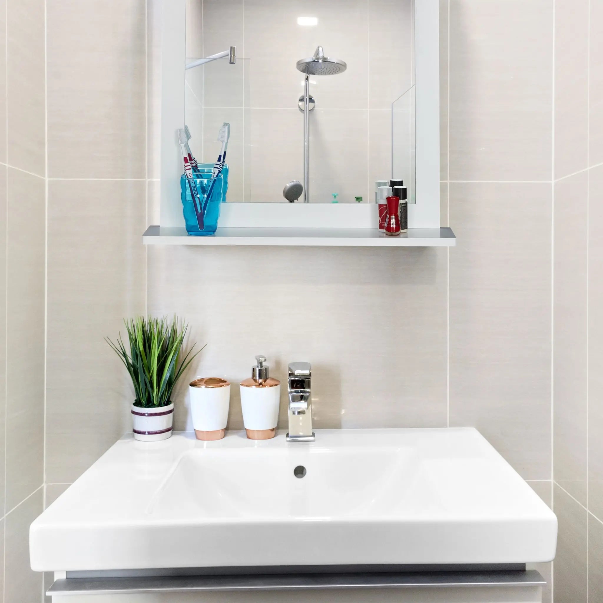 Wandspiegel Bambus in Weiss Weiss-Silber von Relaxdays