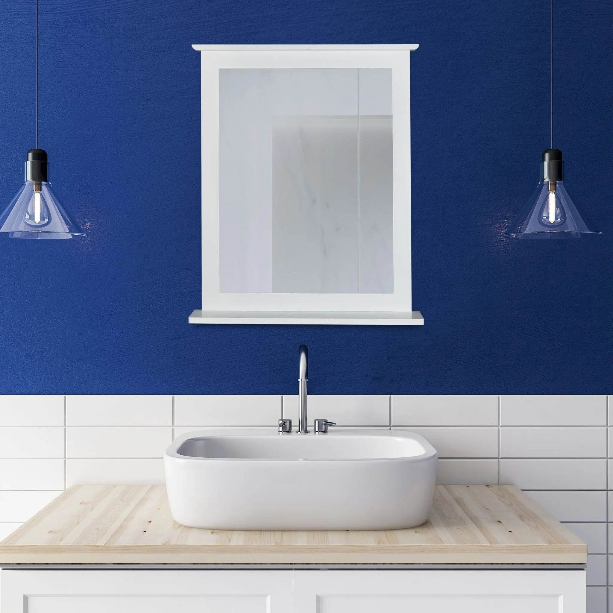 Wandspiegel Bambus in Weiss Weiss-Silber von Relaxdays