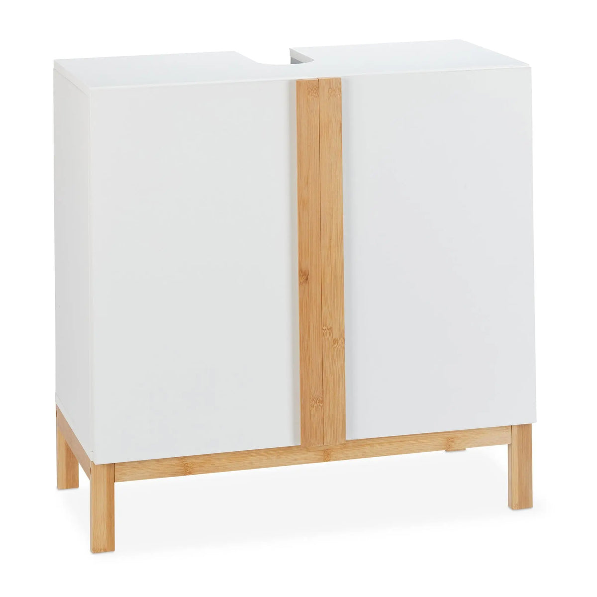 Waschbeckenunterschrank Weiss Weiss-Hellbraun von Relaxdays