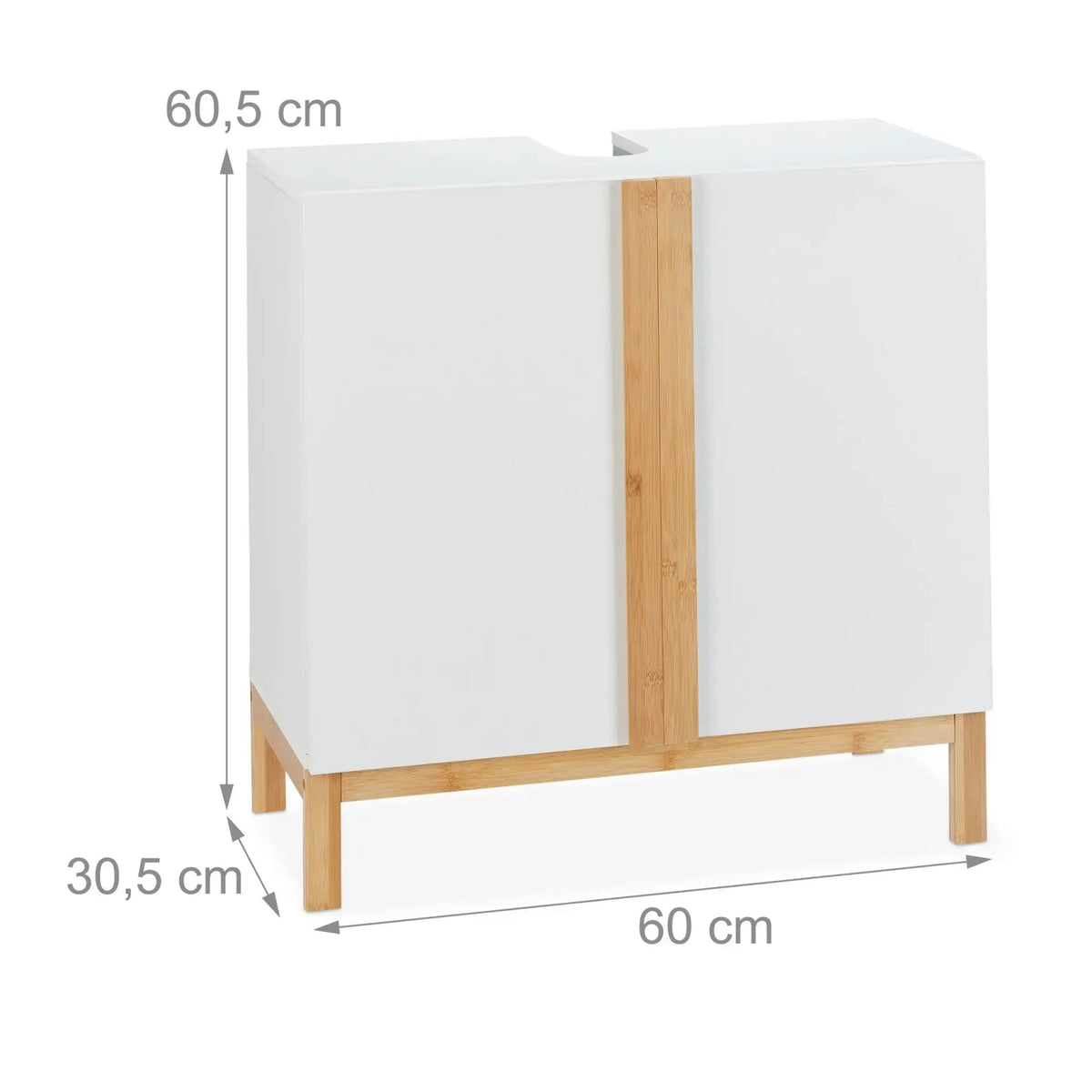 Waschbeckenunterschrank Weiss Weiss-Hellbraun von Relaxdays