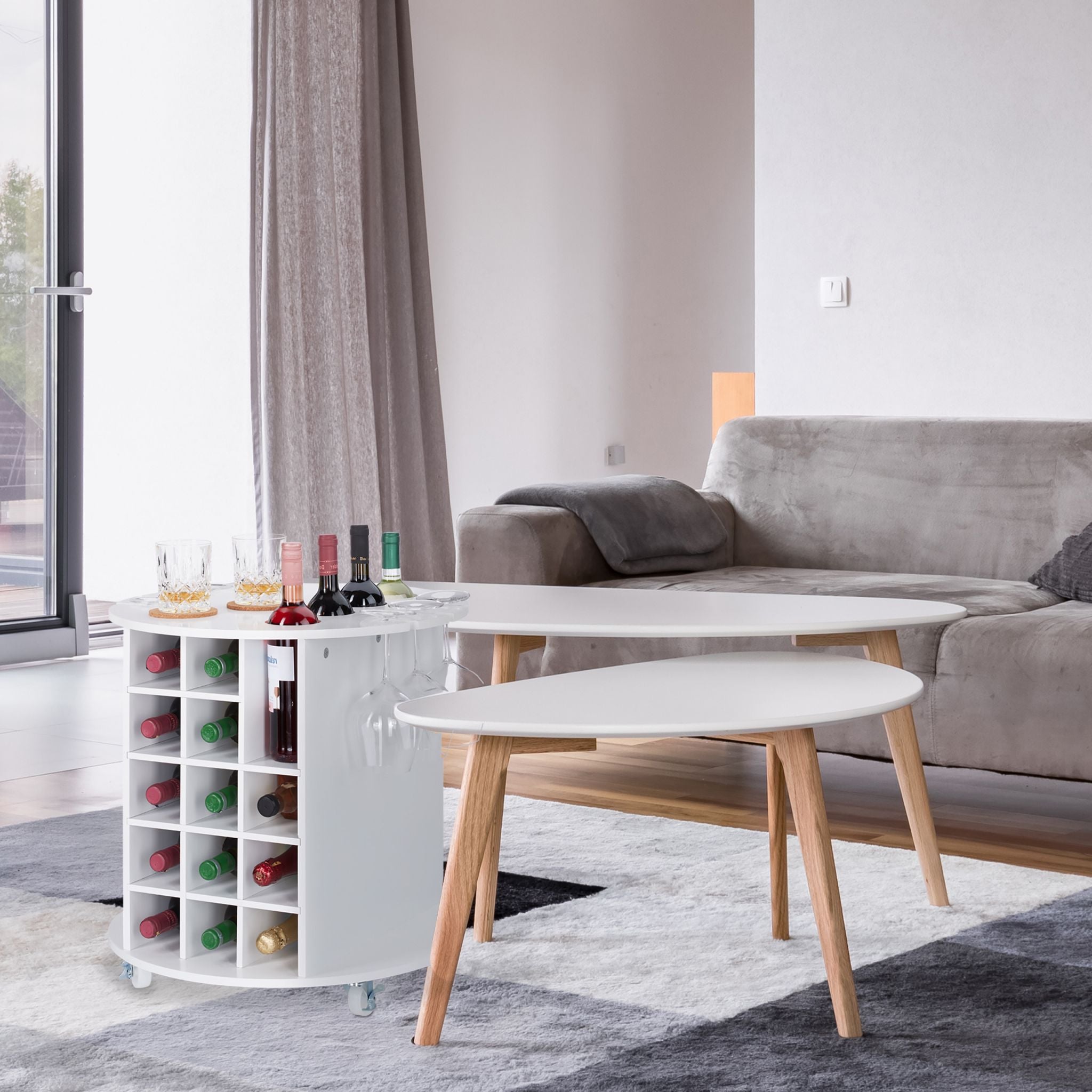 Weinregal auf Rollen Weiss von Relaxdays