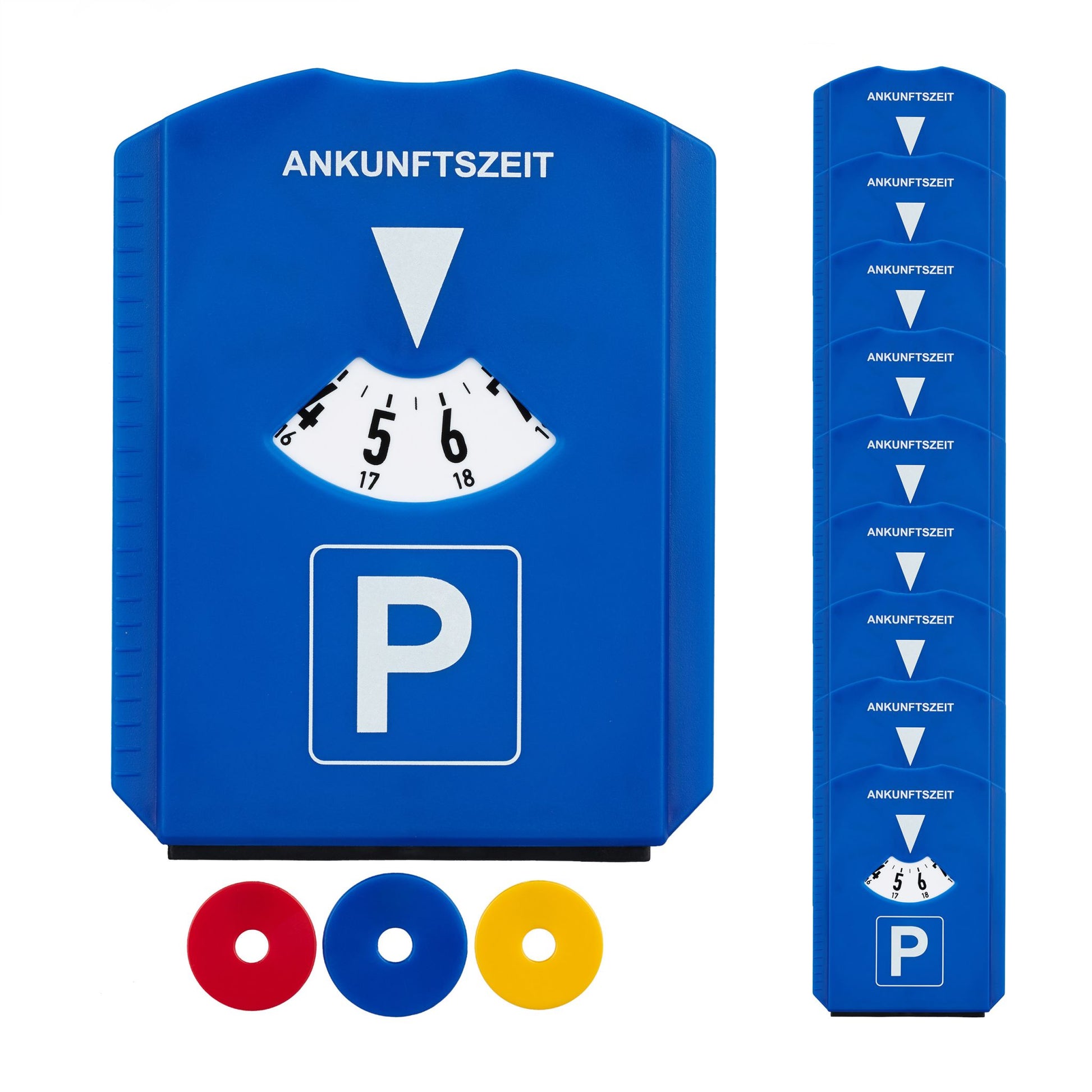 Parkscheibe mit Eiskratzer 10er-Set Weiss-Blau-Rot von Relaxdays