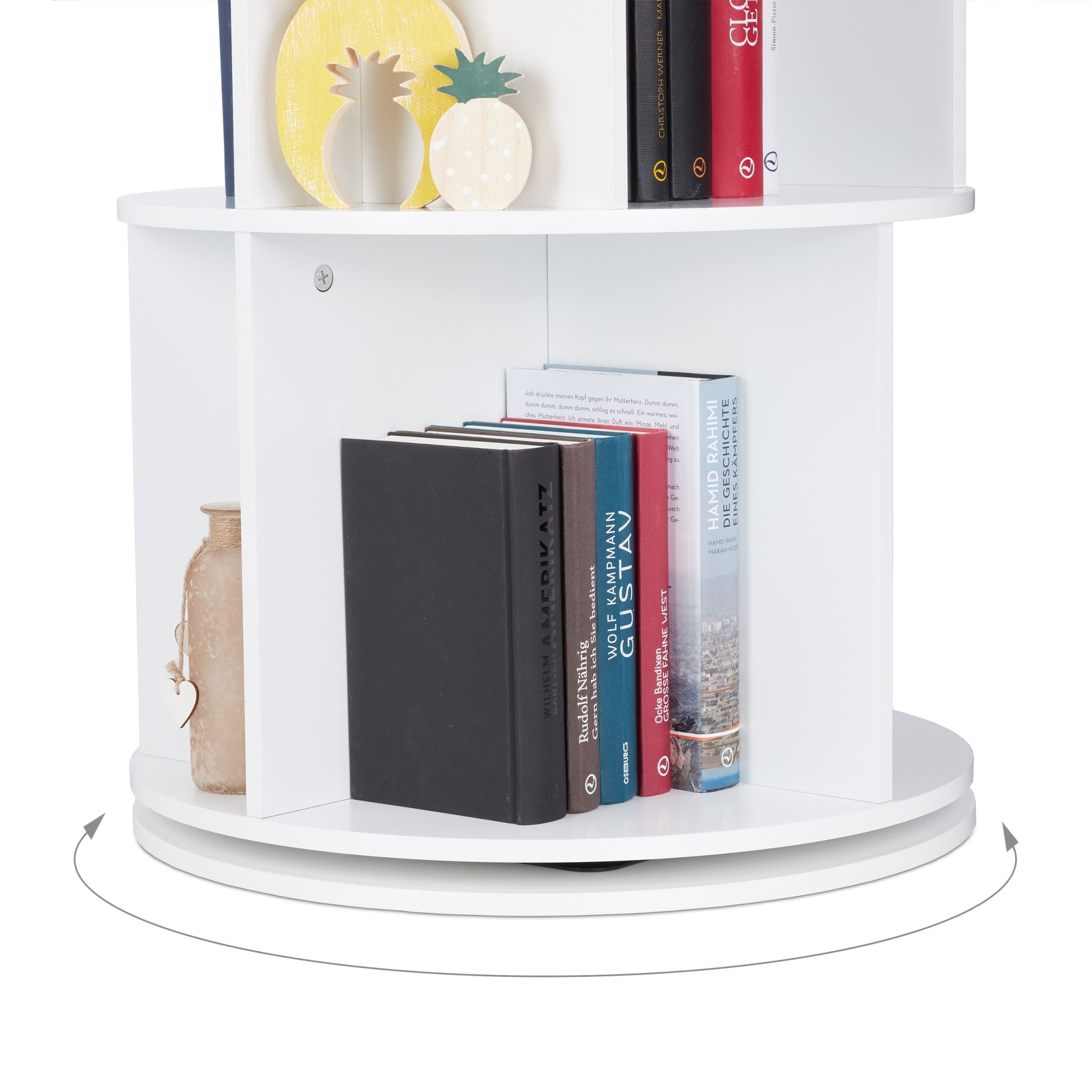 Drehbares Bücherregal mit 12 Fächern Weiss