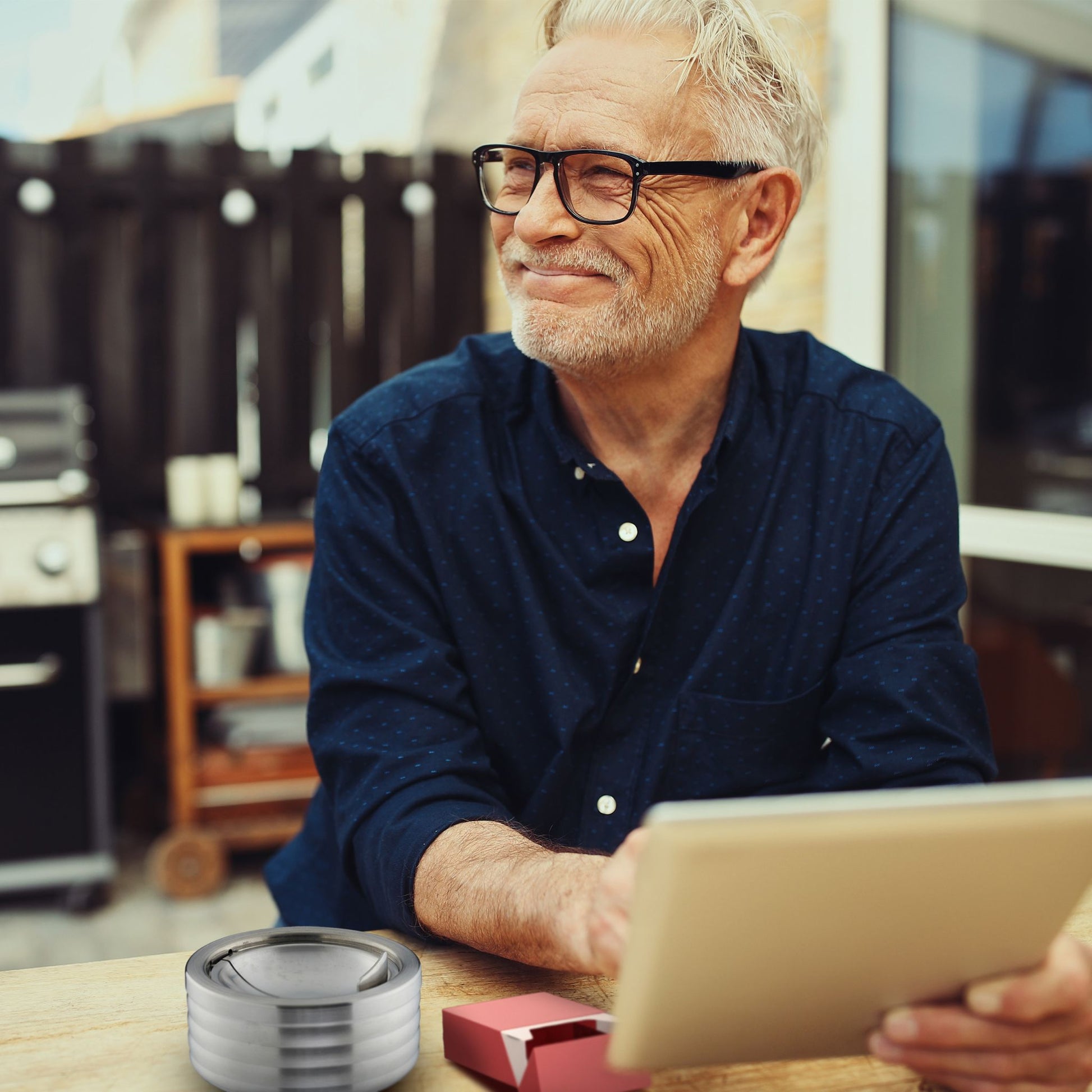 Windaschenbecher mit Deckel Silber von Relaxdays