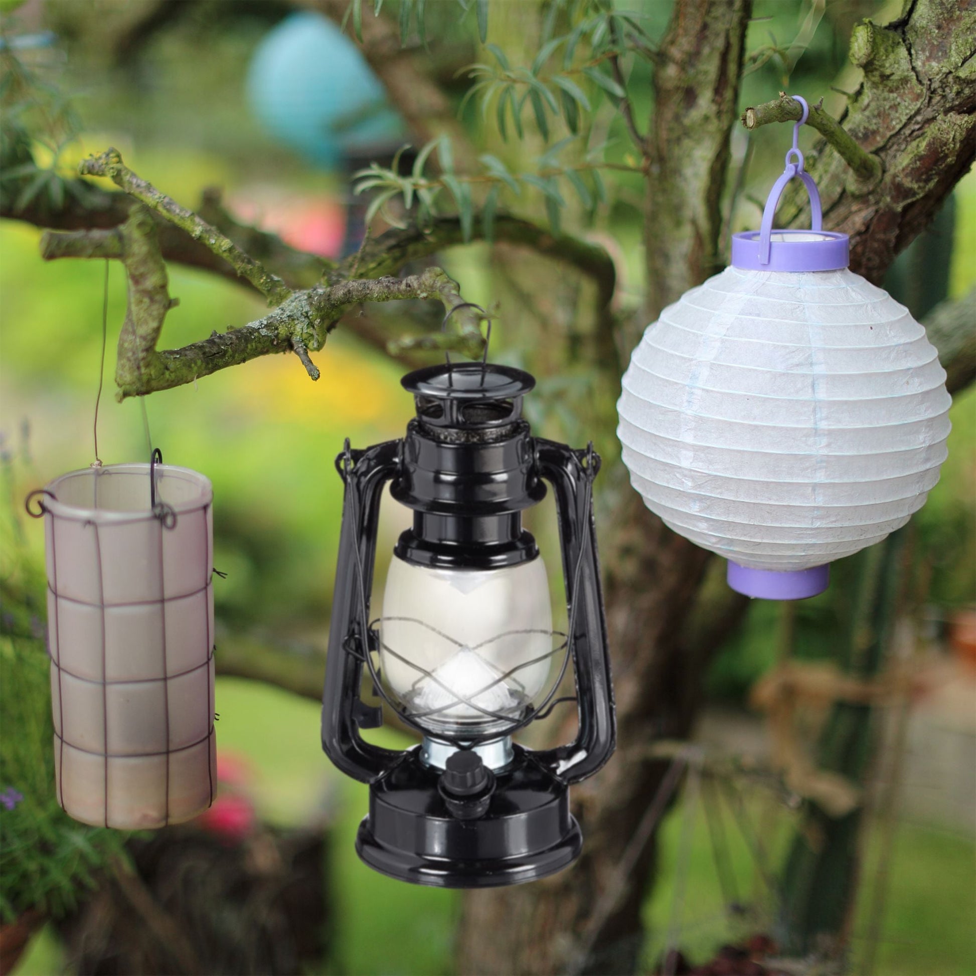 Sturmlaterne LED Schwarz-Transparent von Relaxdays