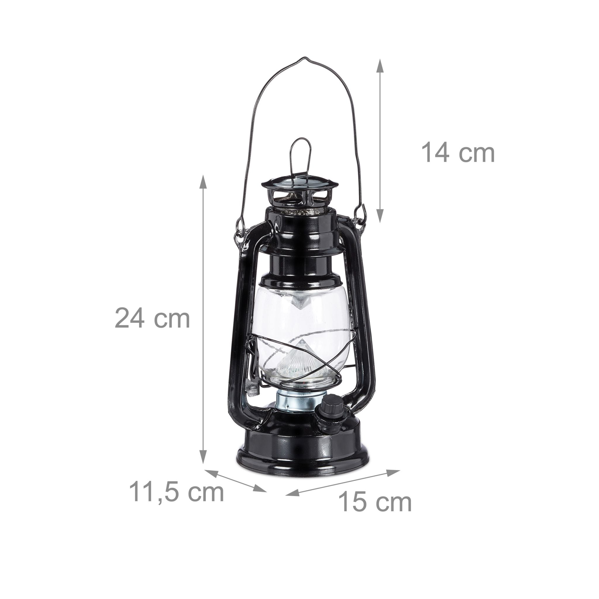 Sturmlaterne LED Schwarz-Transparent von Relaxdays
