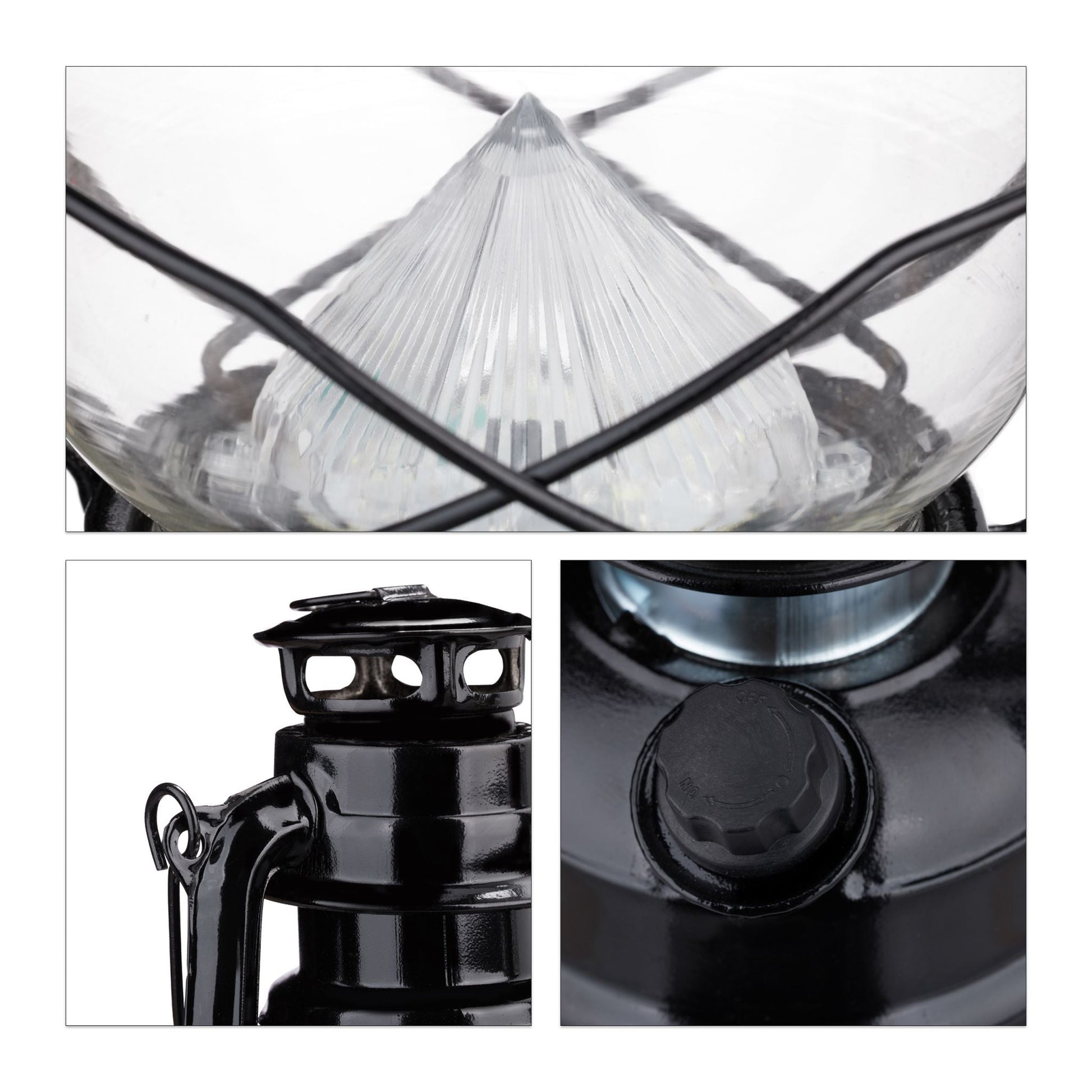 Sturmlaterne LED Schwarz-Transparent von Relaxdays