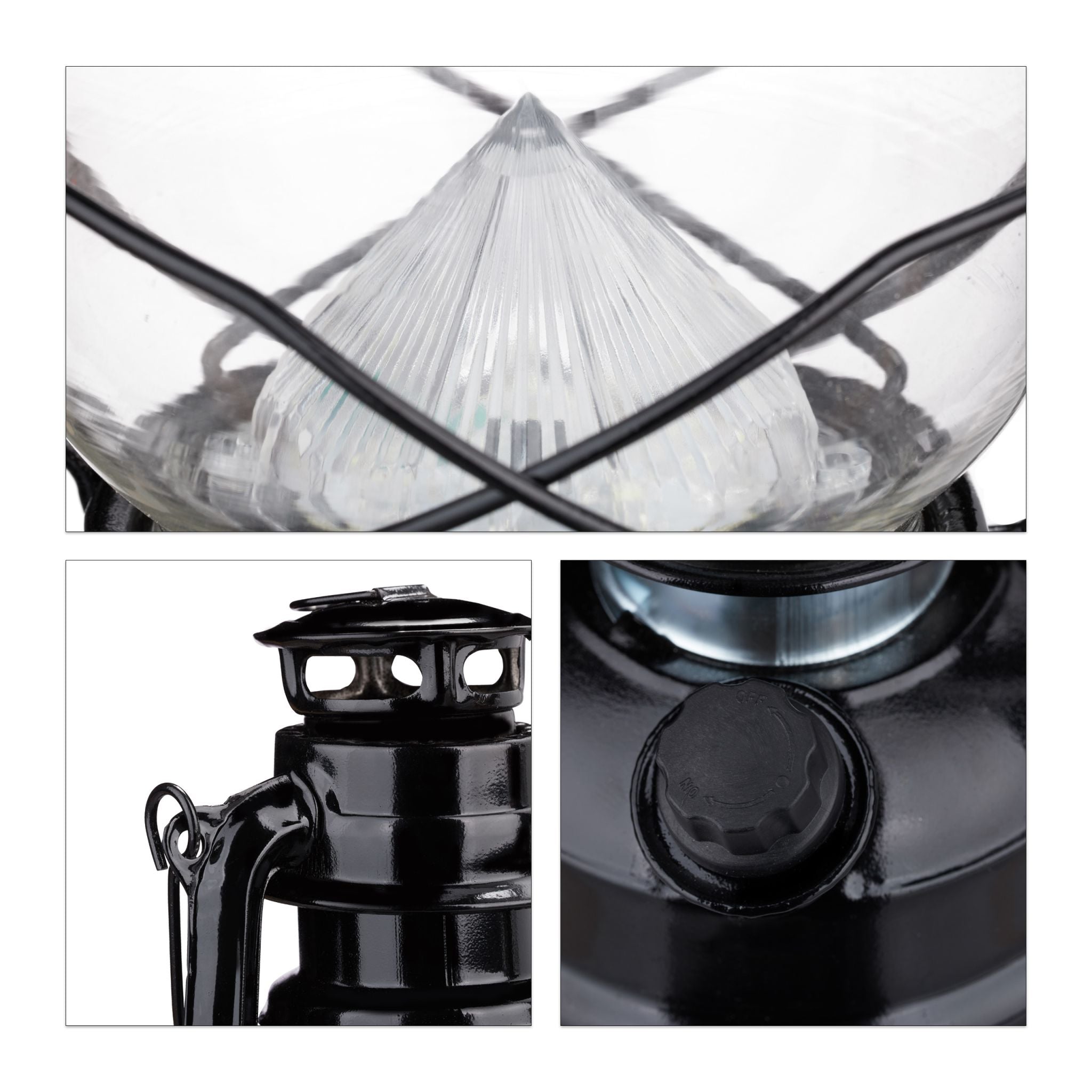 Sturmlaterne LED Schwarz-Transparent von Relaxdays