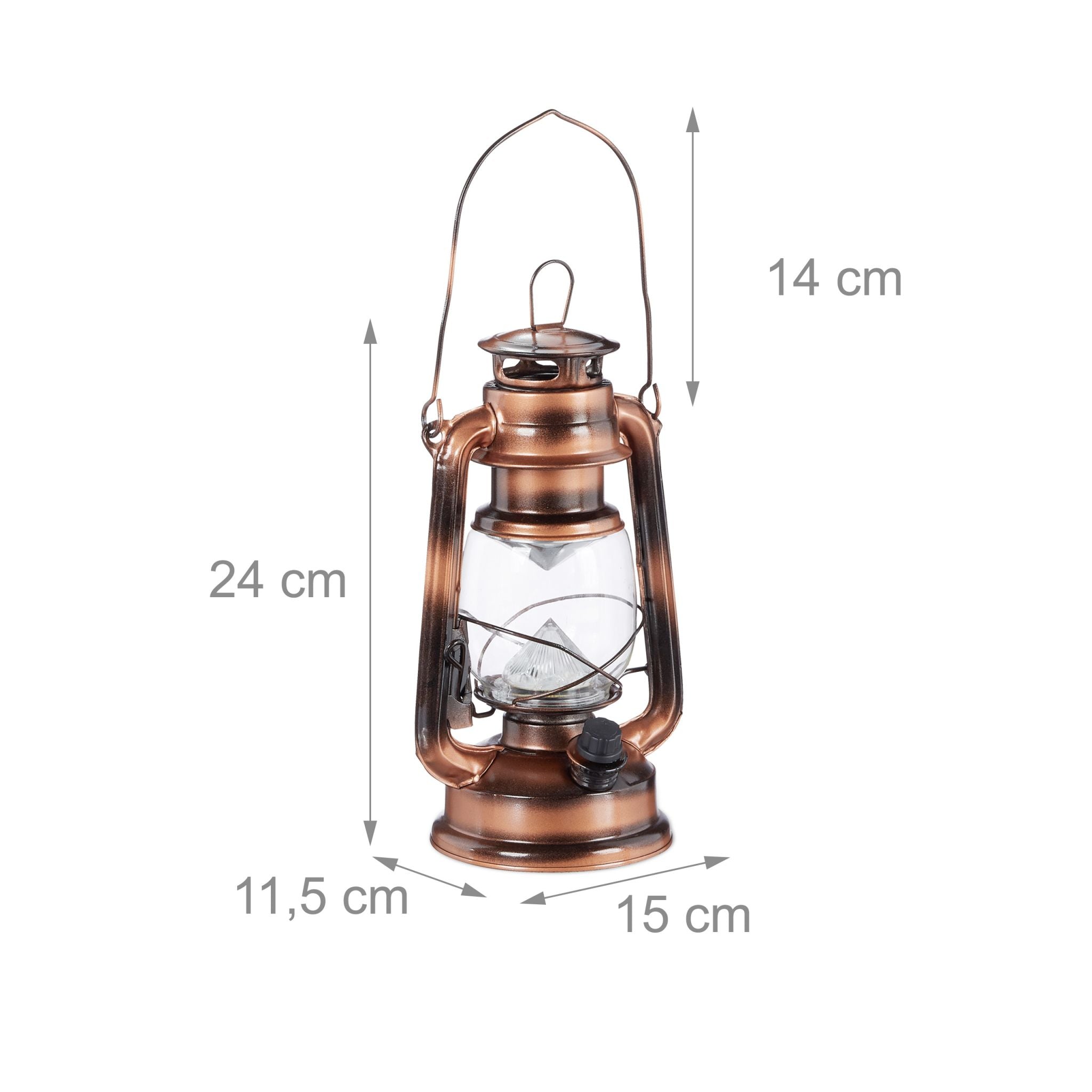 Sturmlaterne LED Kupfer-Transparent von Relaxdays