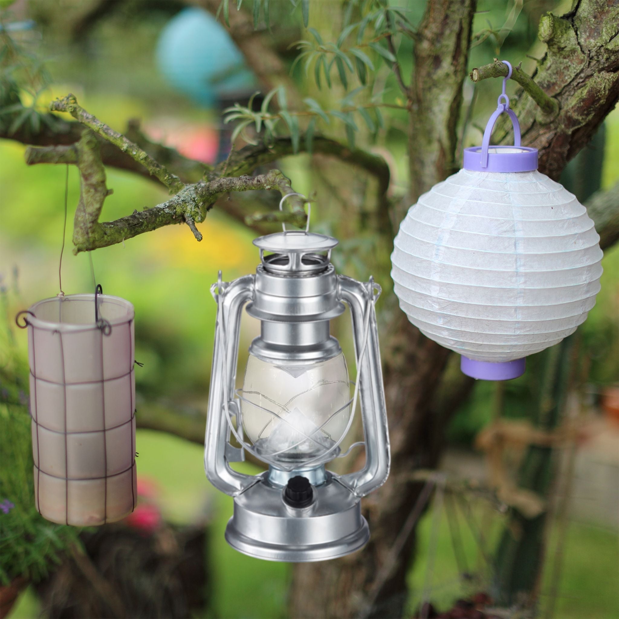 Sturmlaterne LED Silber-Transparent von Relaxdays