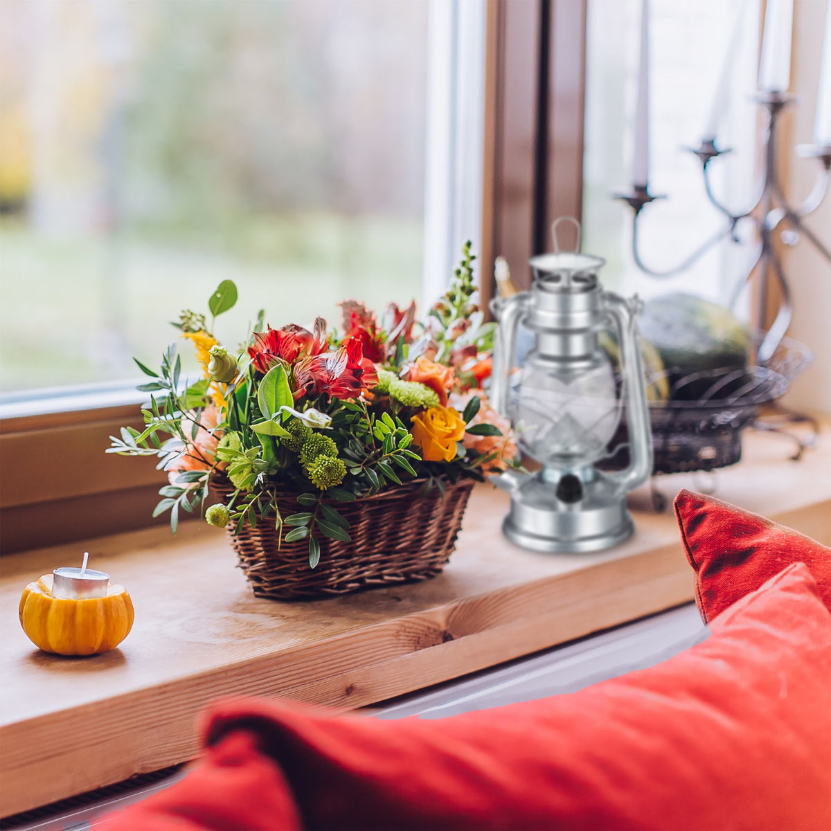 Sturmlaterne LED Silber-Transparent von Relaxdays