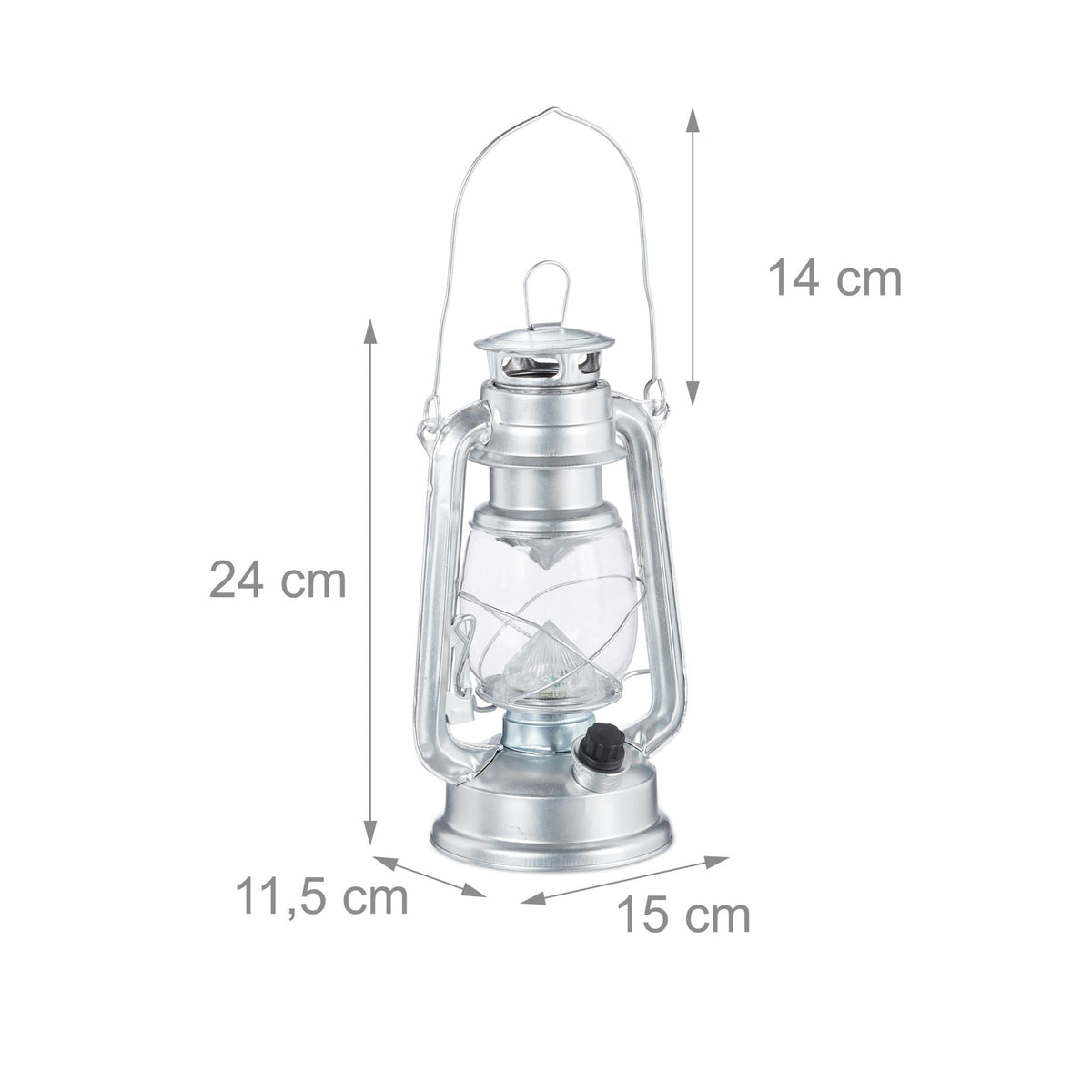 Sturmlaterne LED Silber-Transparent von Relaxdays