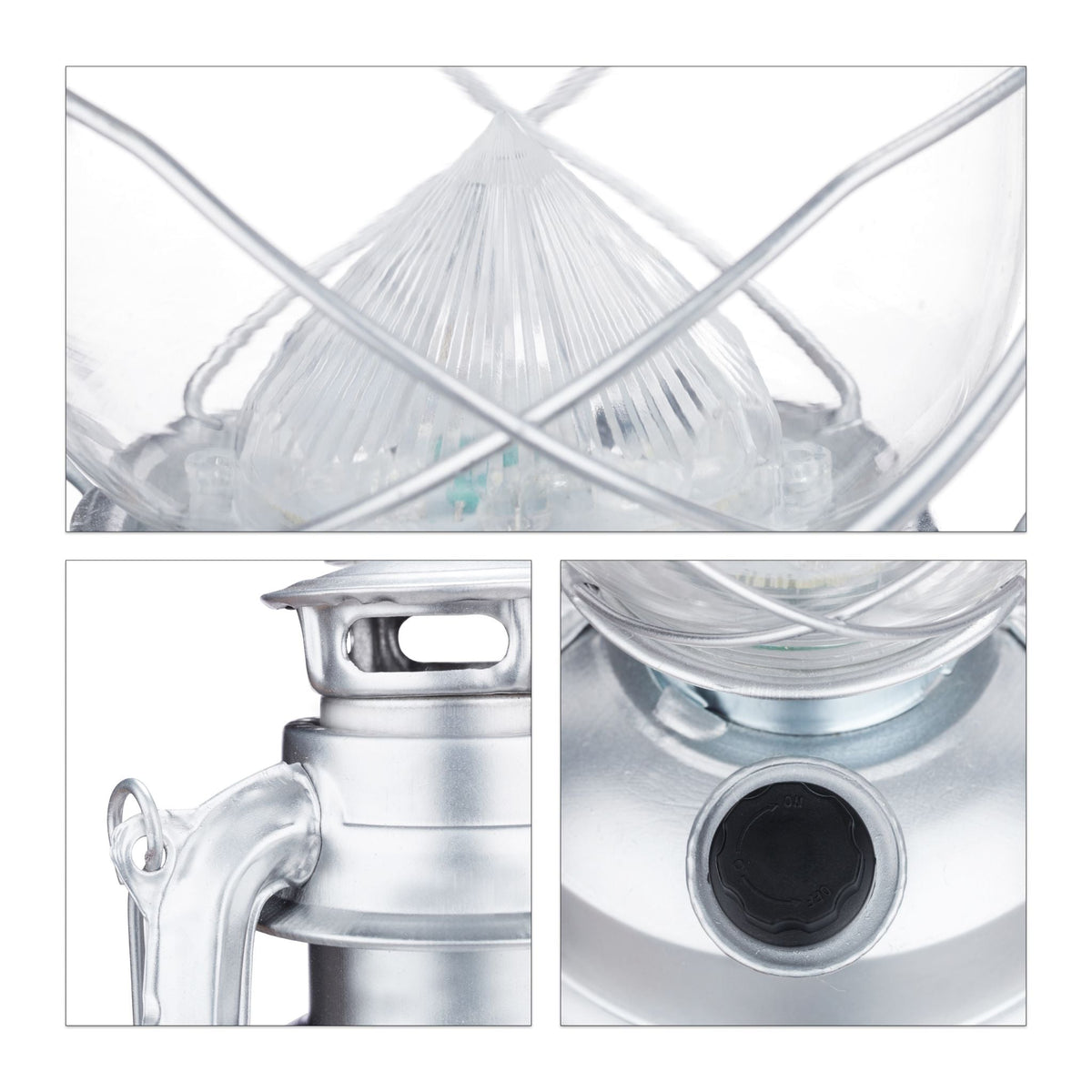 Sturmlaterne LED Silber-Transparent von Relaxdays