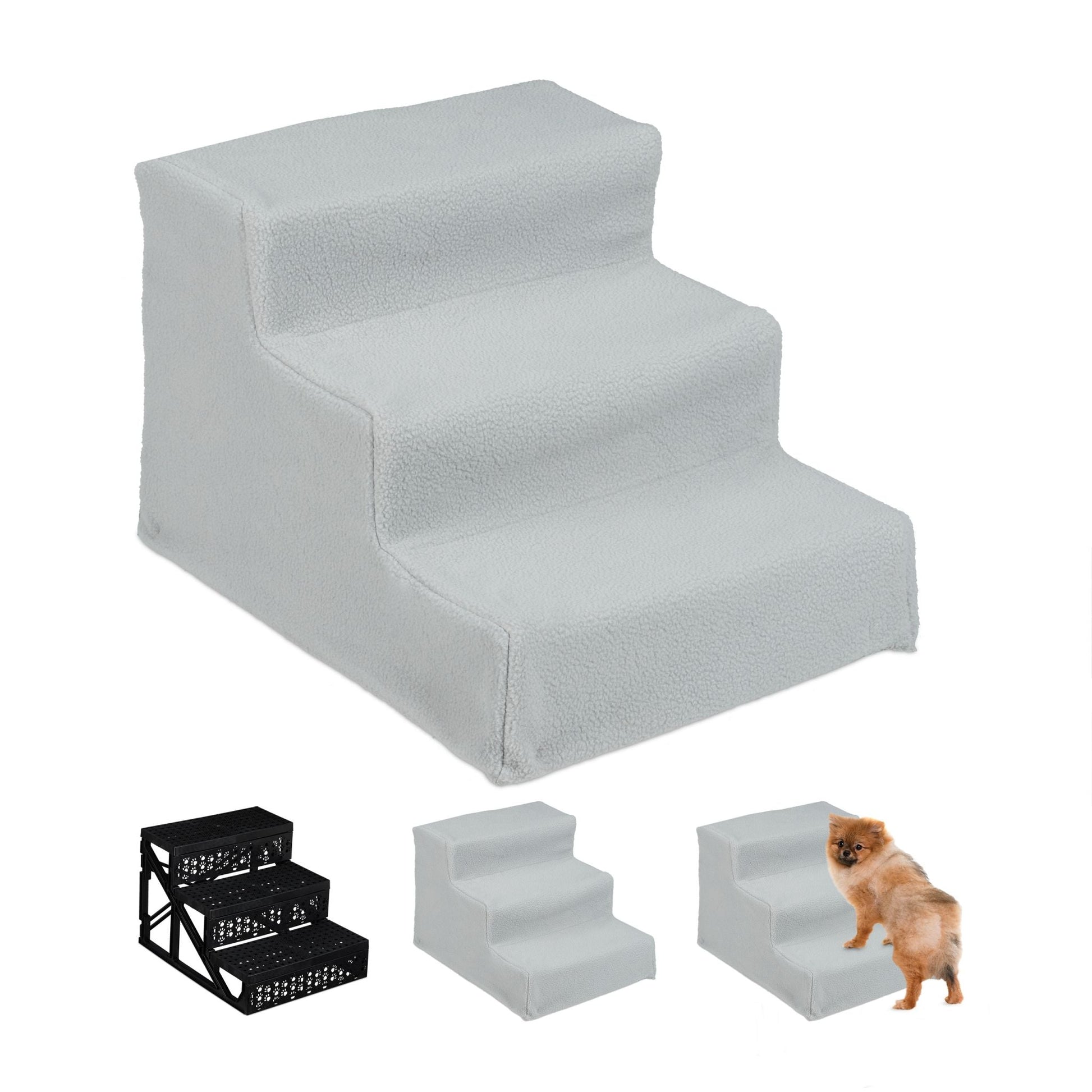 Hundetreppe 3 Stufen Grau von Relaxdays