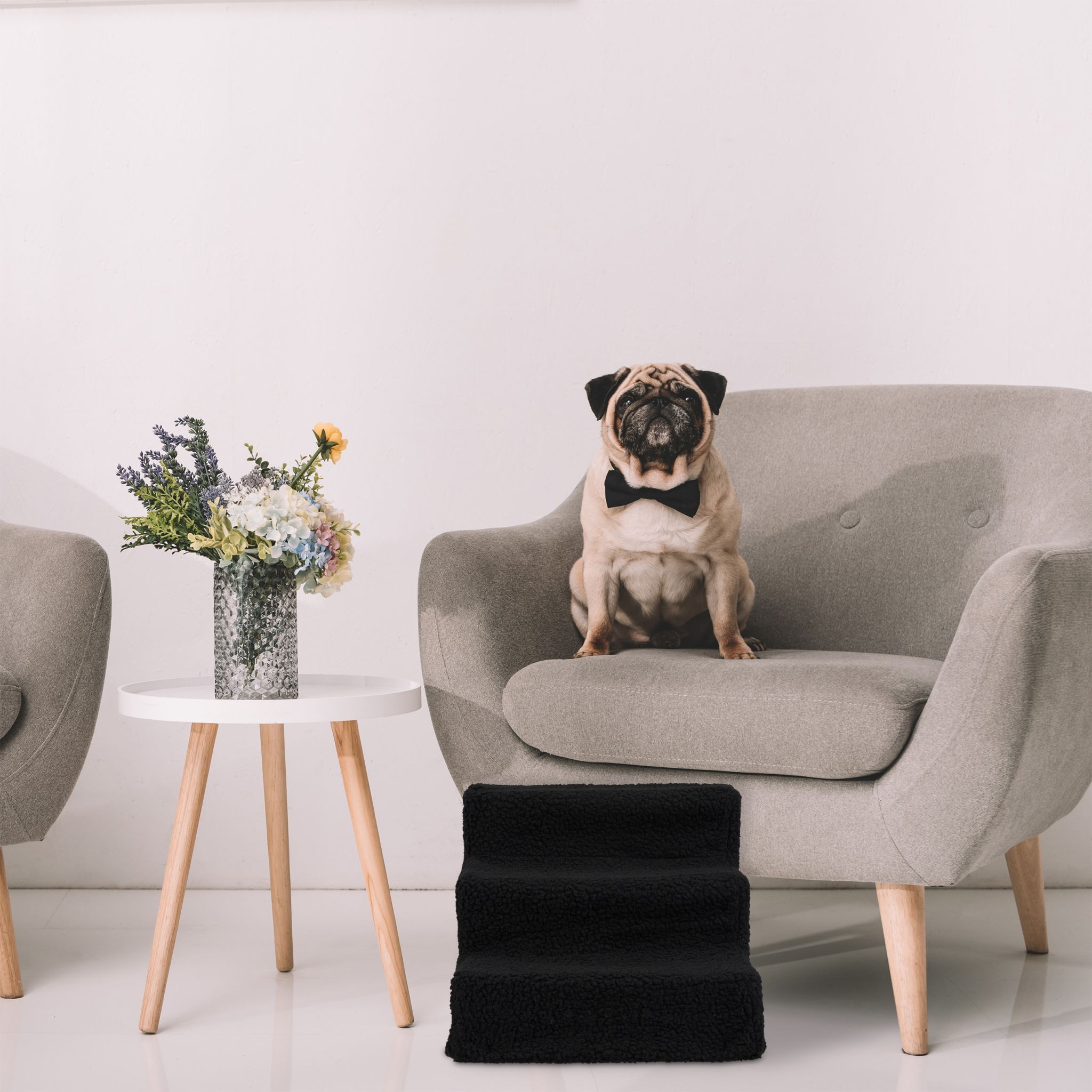 Hundetreppe 3 Stufen Grau von Relaxdays