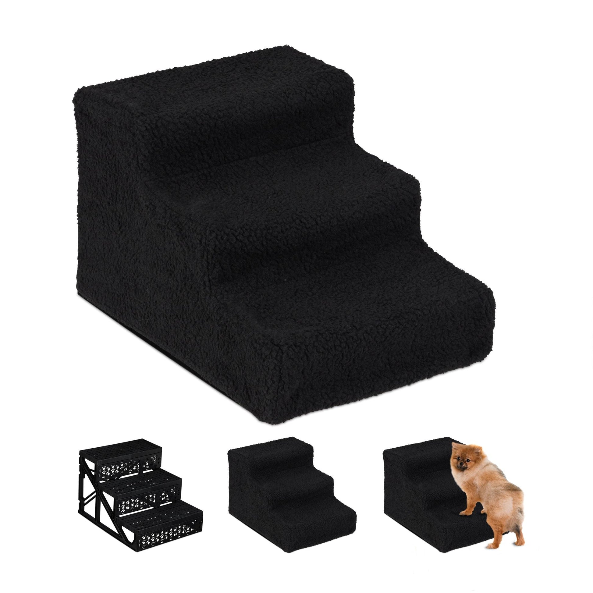 Hundetreppe 3 Stufen Schwarz von Relaxdays