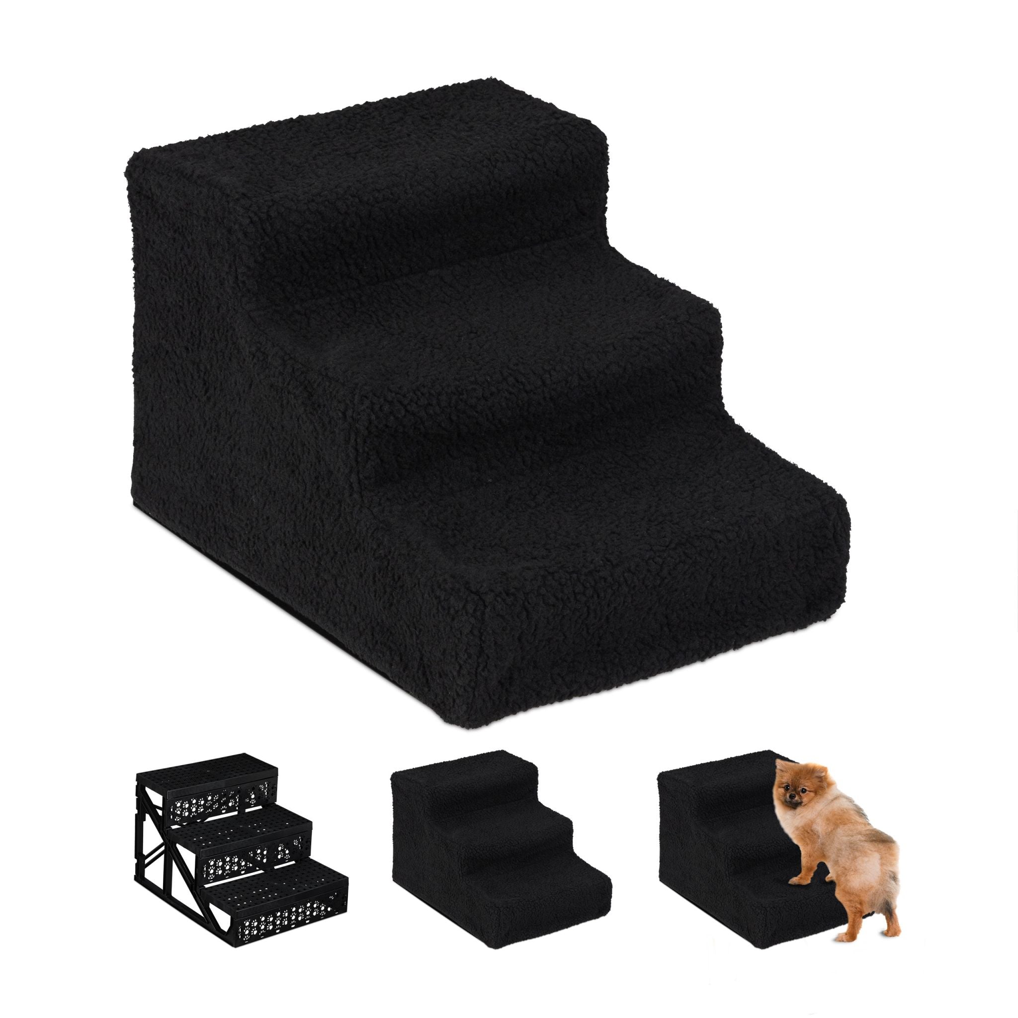 Hundetreppe 3 Stufen Schwarz von Relaxdays