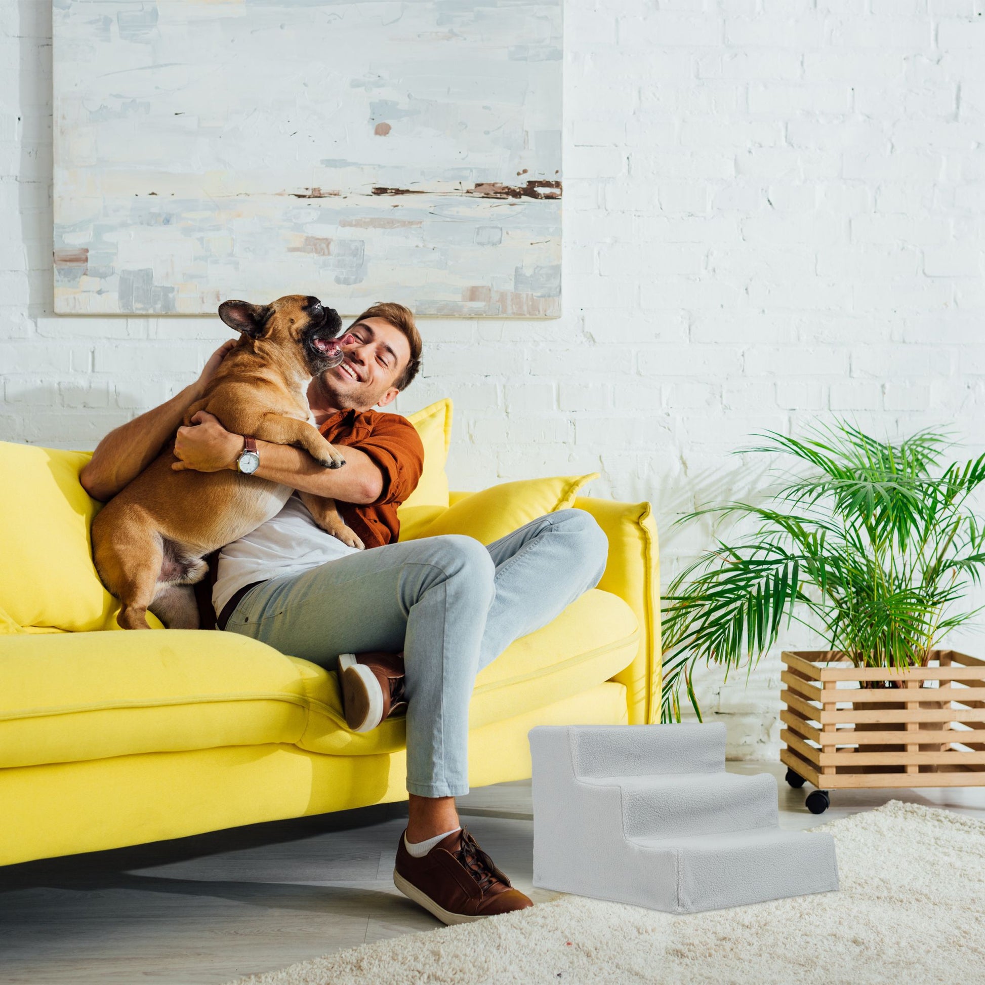 Hundetreppe 3 Stufen Schwarz von Relaxdays