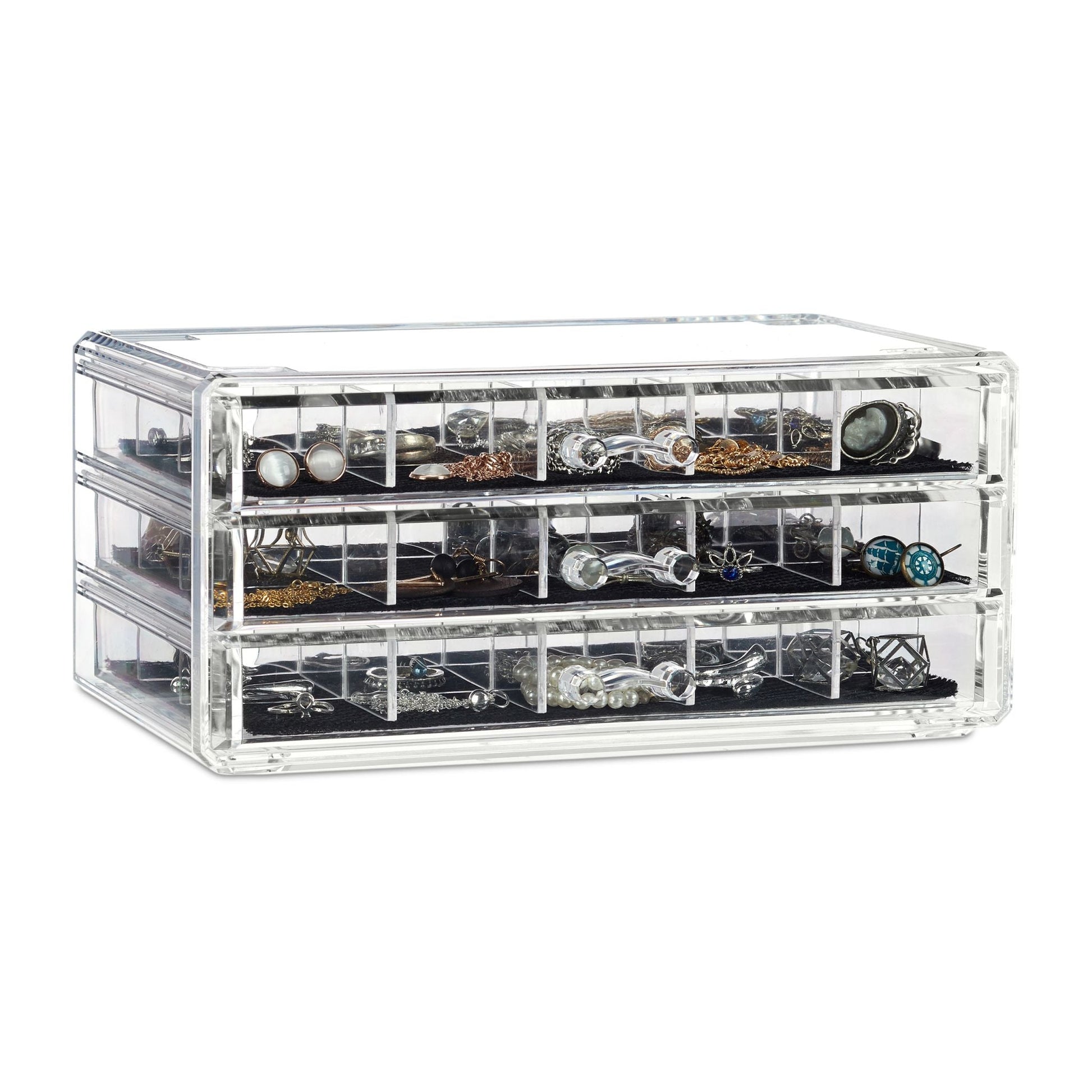 Make up Organizer mit Schubladen Schwarz-Transparent von Relaxdays