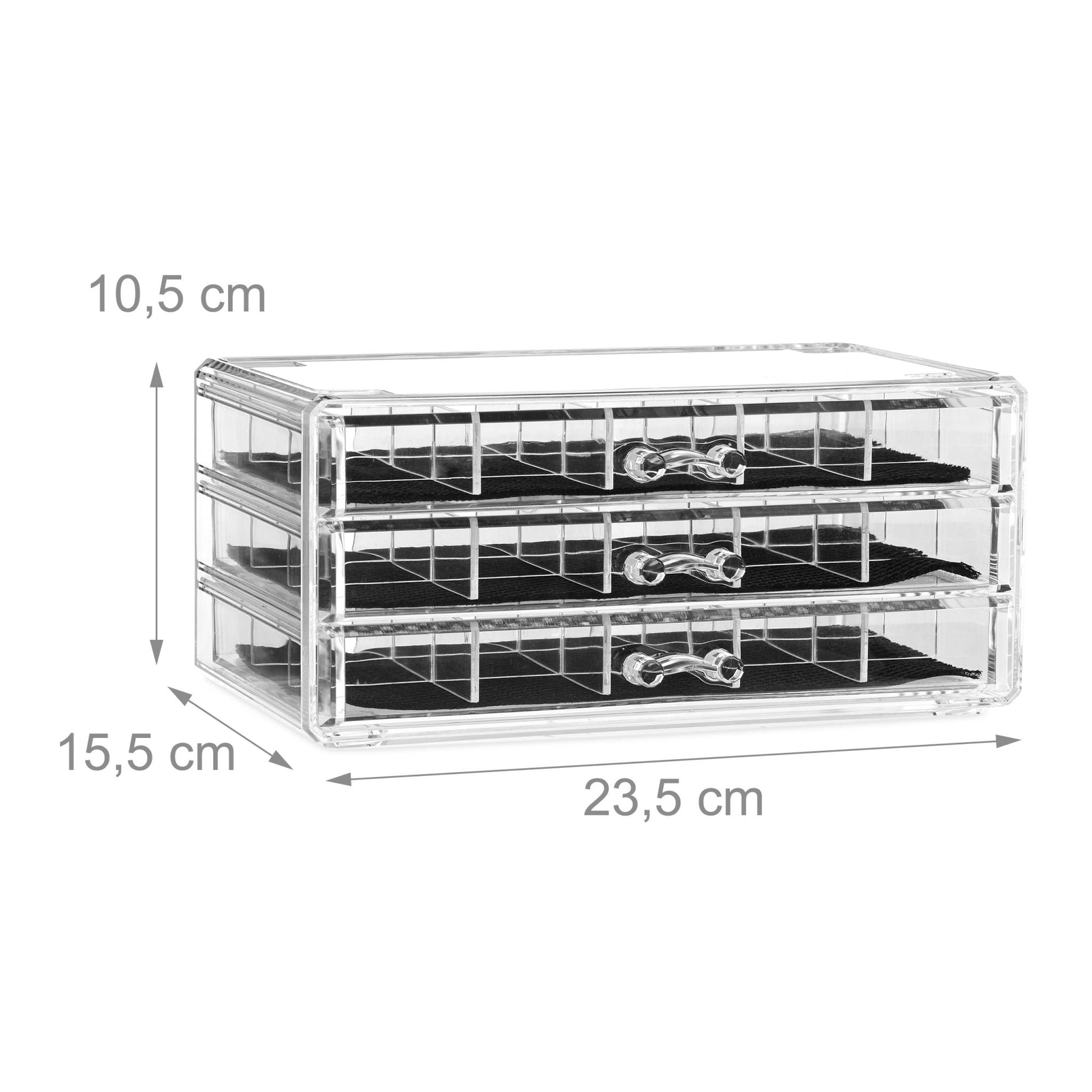 Make up Organizer mit Schubladen Schwarz-Transparent von Relaxdays