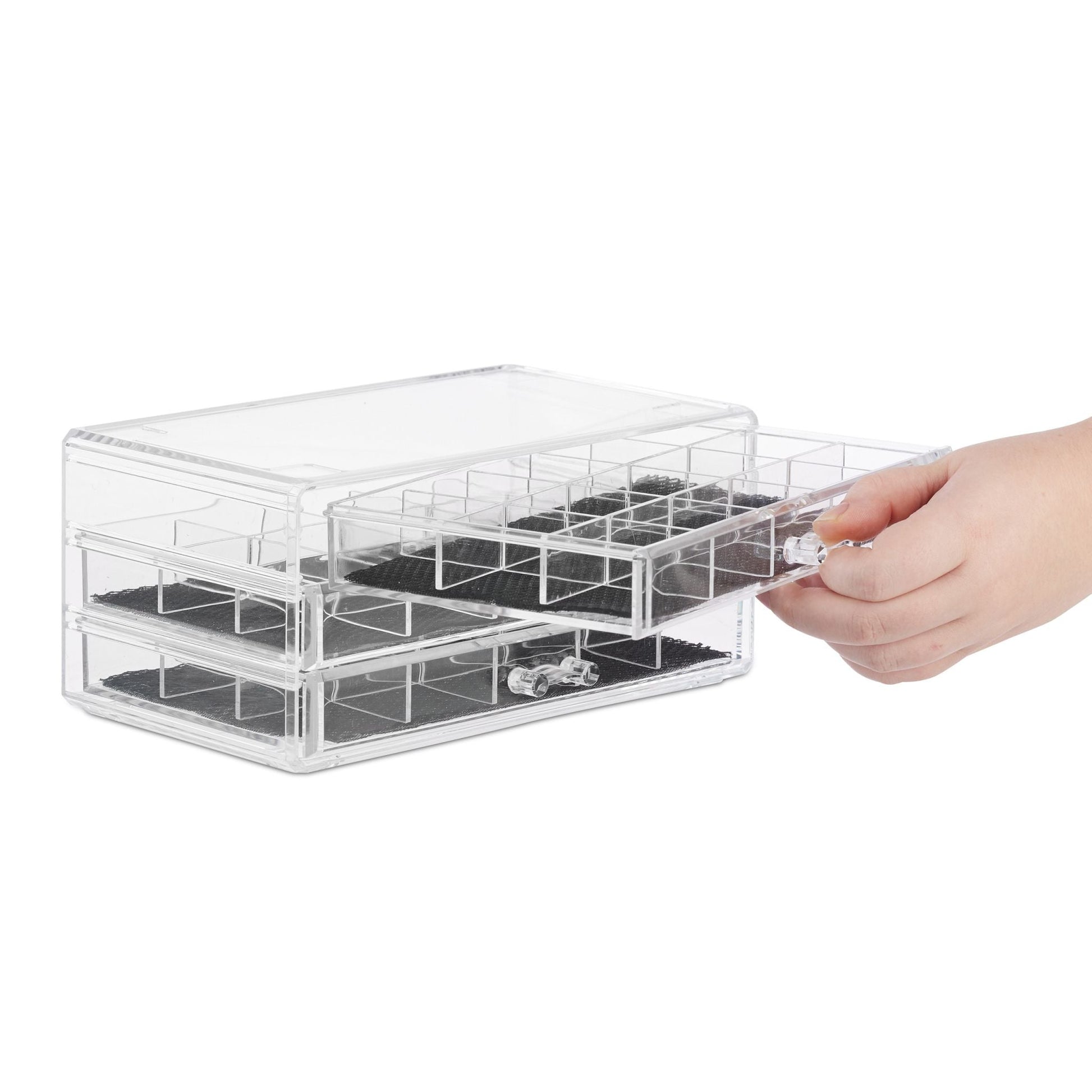 Make up Organizer mit Schubladen Schwarz-Transparent von Relaxdays
