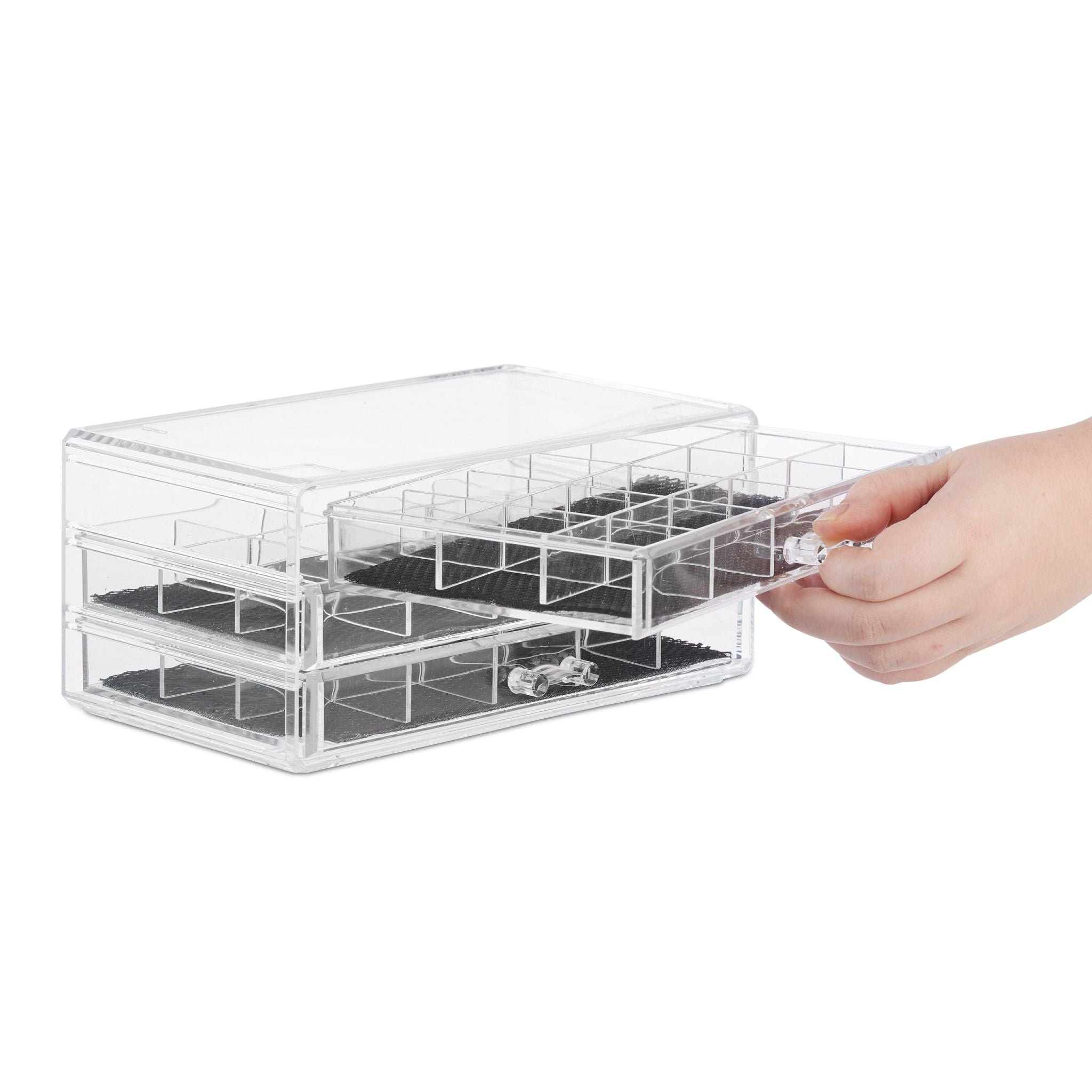 Make up Organizer mit Schubladen Schwarz-Transparent von Relaxdays