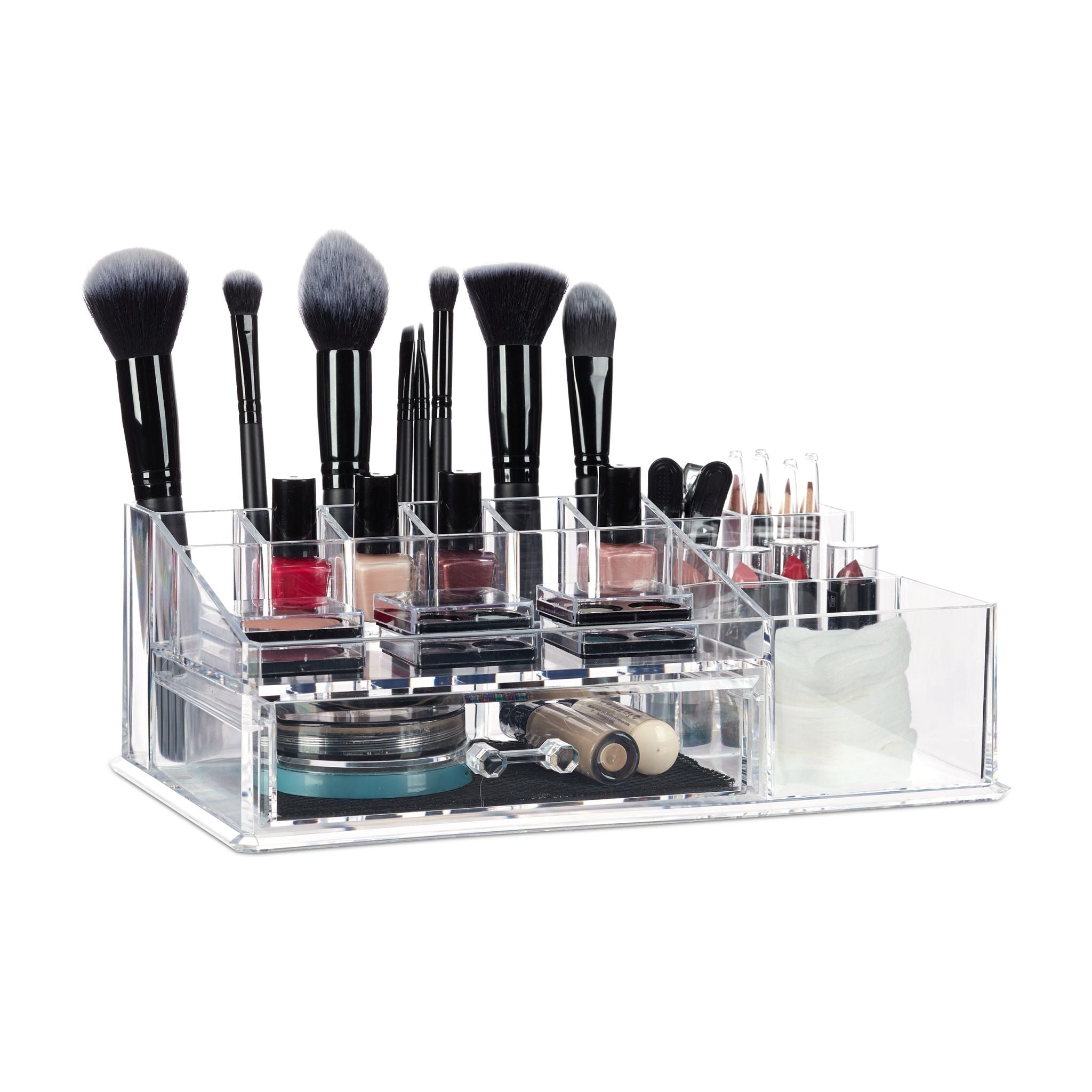 Make Up Organizer 16 Fächer Schwarz-Transparent von Relaxdays