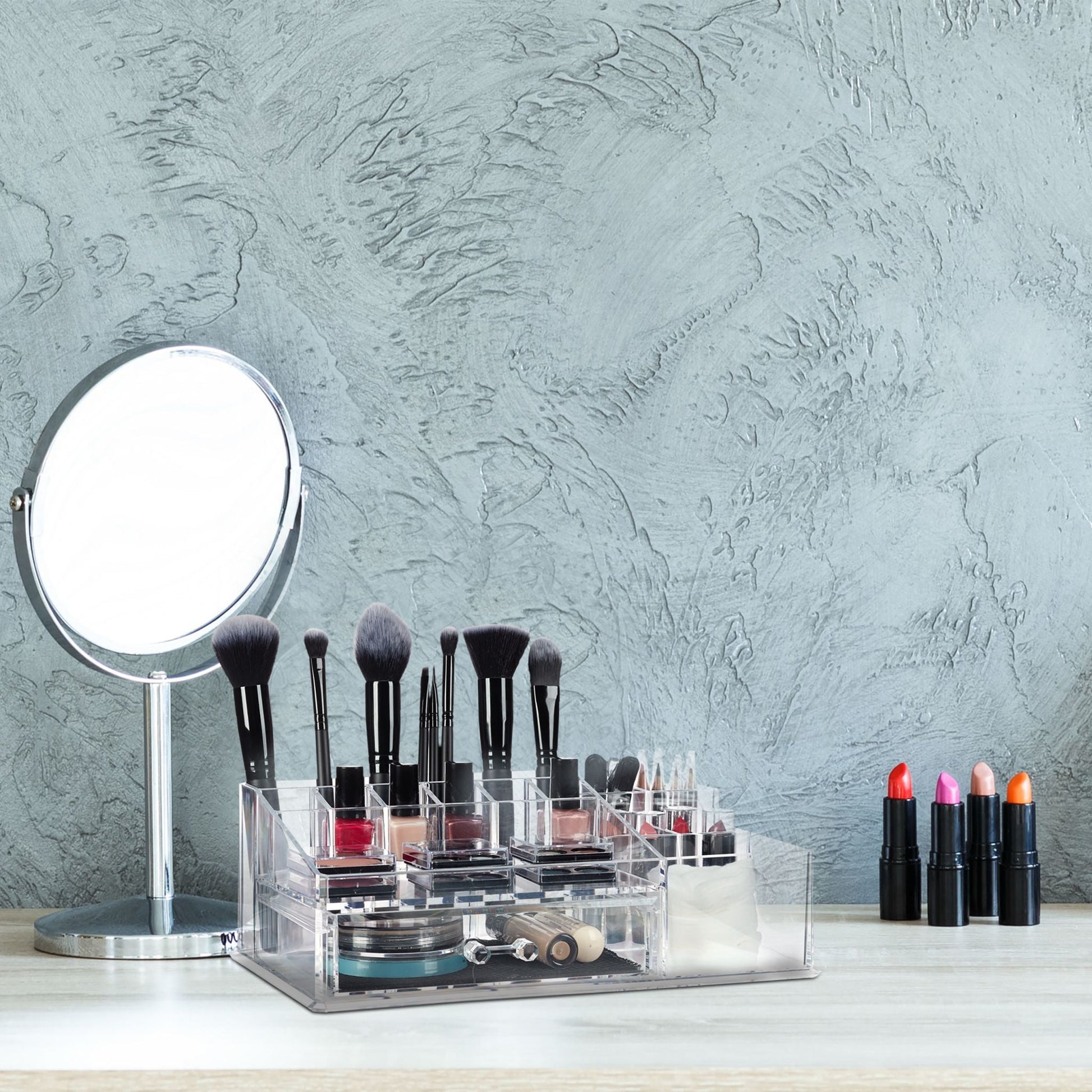 Make Up Organizer 16 Fächer Schwarz-Transparent von Relaxdays