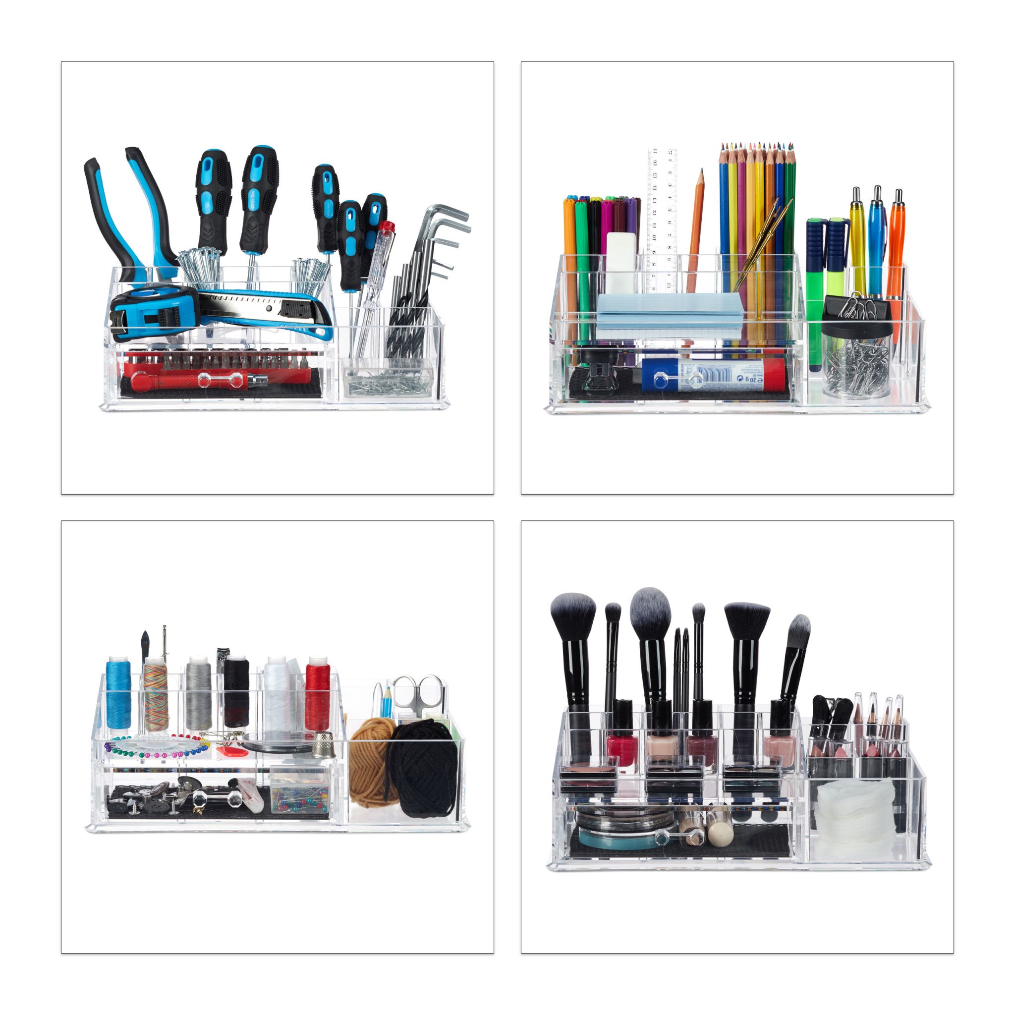 Make Up Organizer 16 Fächer Schwarz-Transparent von Relaxdays