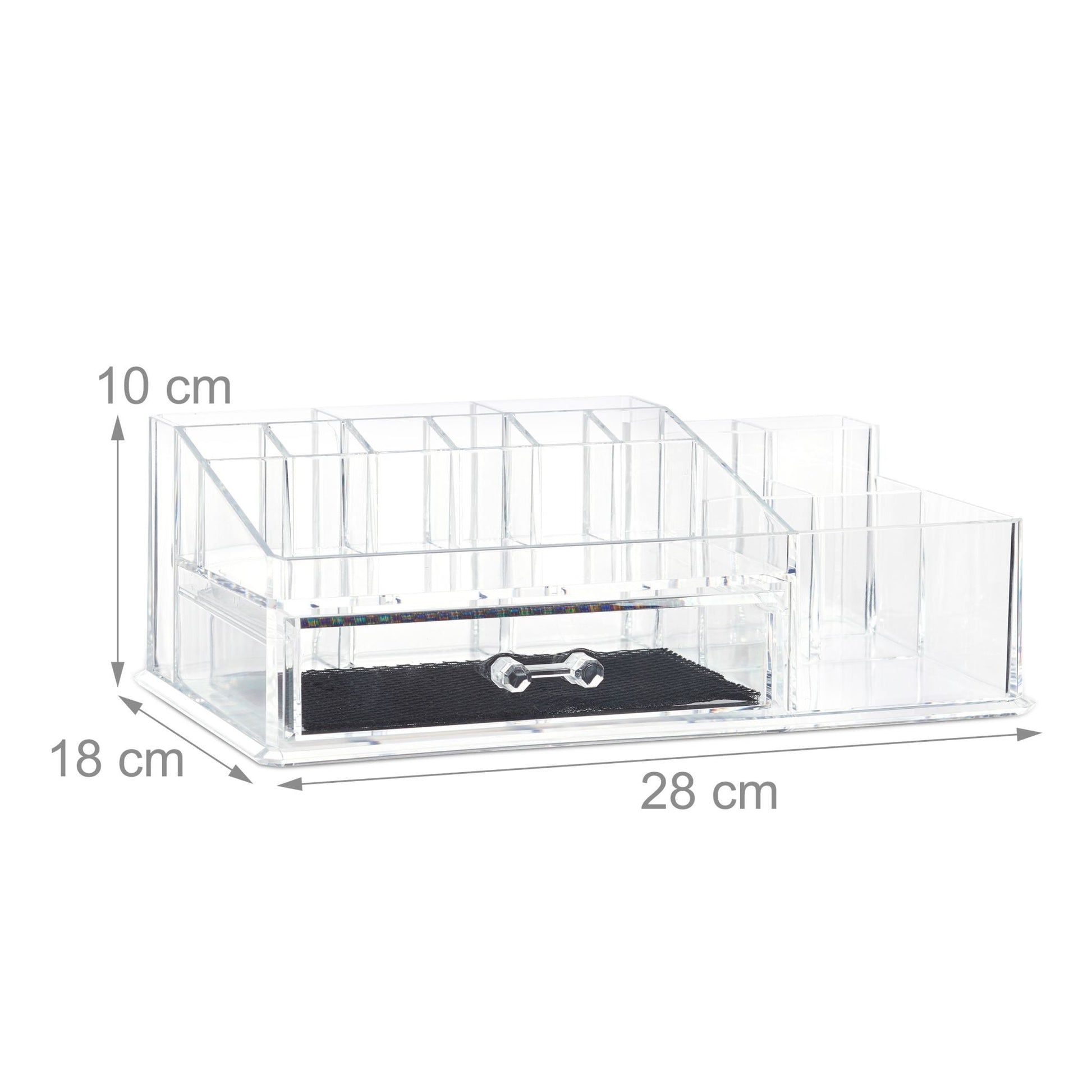 Make Up Organizer 16 Fächer Schwarz-Transparent von Relaxdays