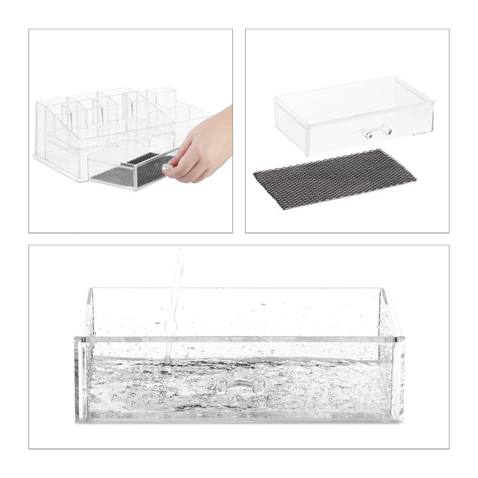 Make Up Organizer 16 Fächer Schwarz-Transparent von Relaxdays