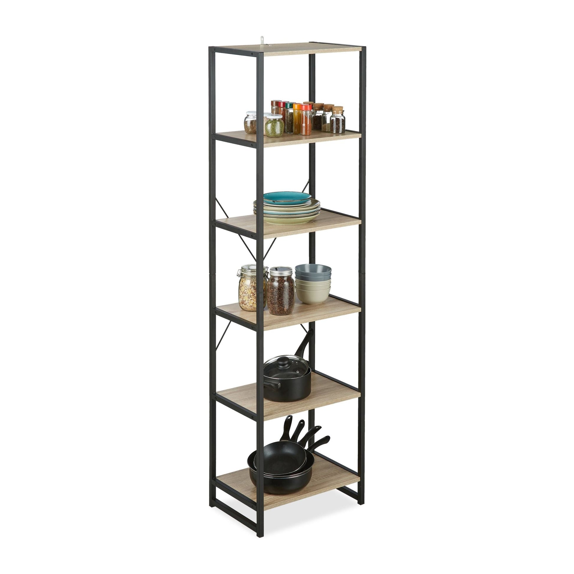 Standregal Industrial mit 6 Etagen Hellbraun-Schwarz von Relaxdays