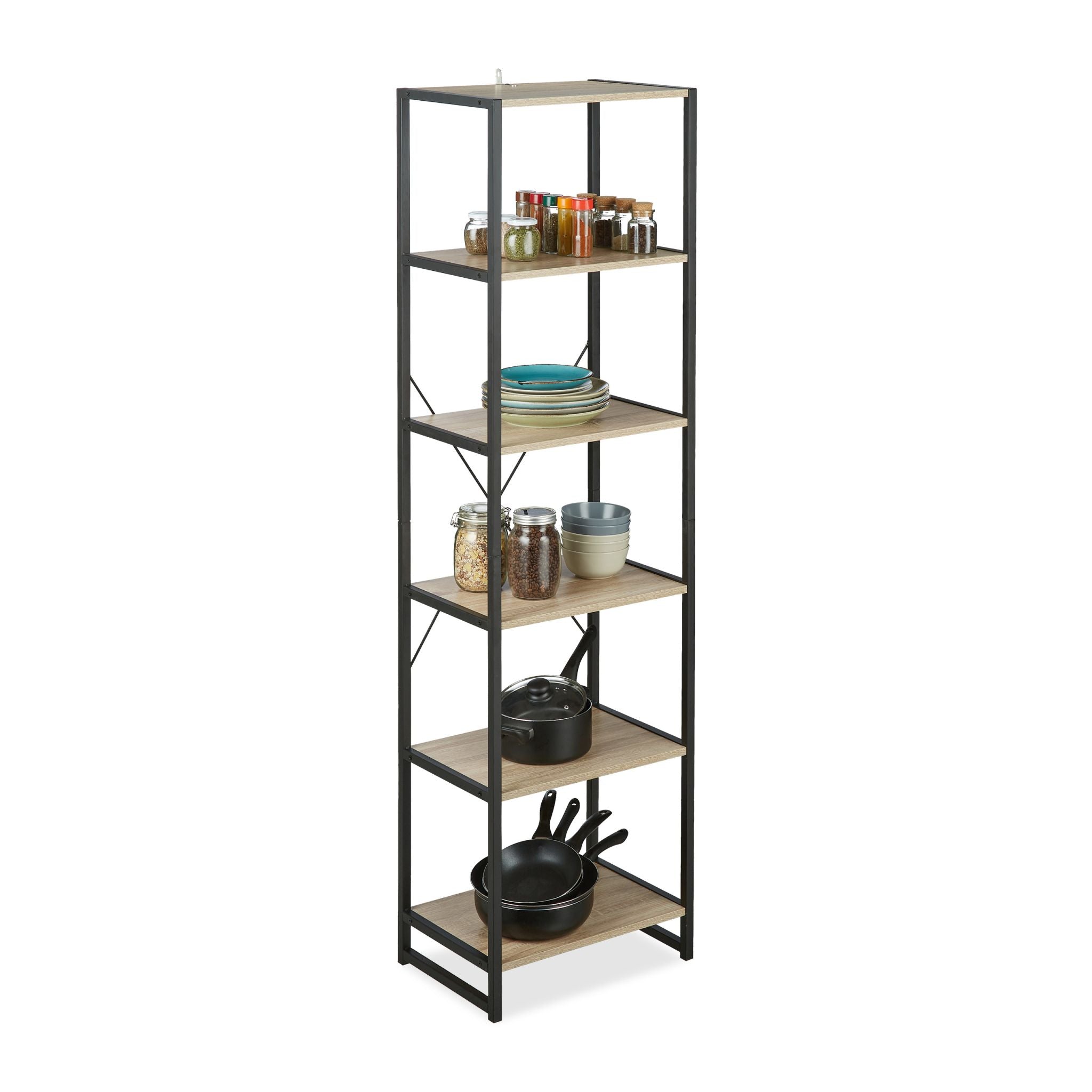Standregal Industrial mit 6 Etagen Hellbraun-Schwarz von Relaxdays