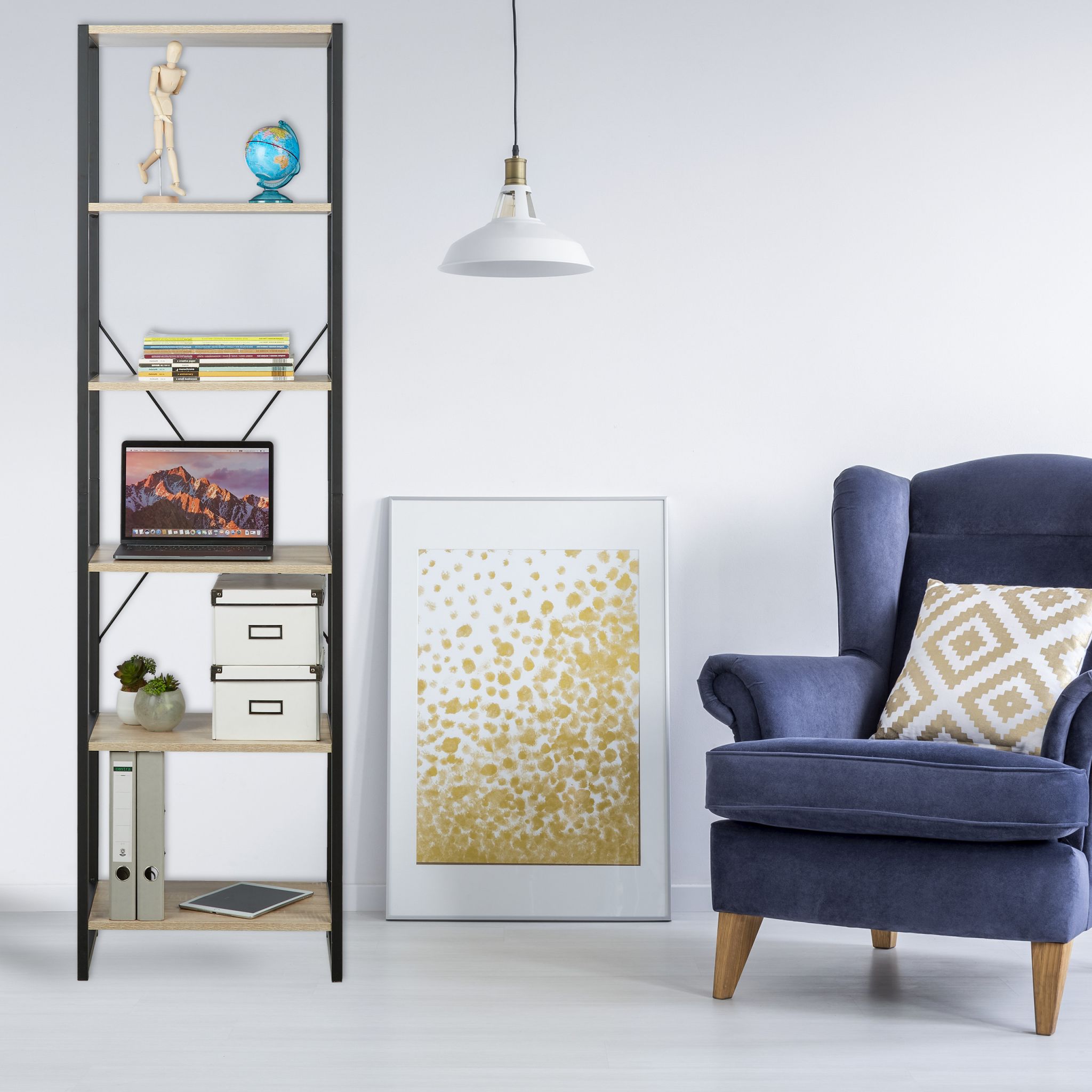 Standregal Industrial mit 6 Etagen Hellbraun-Schwarz von Relaxdays