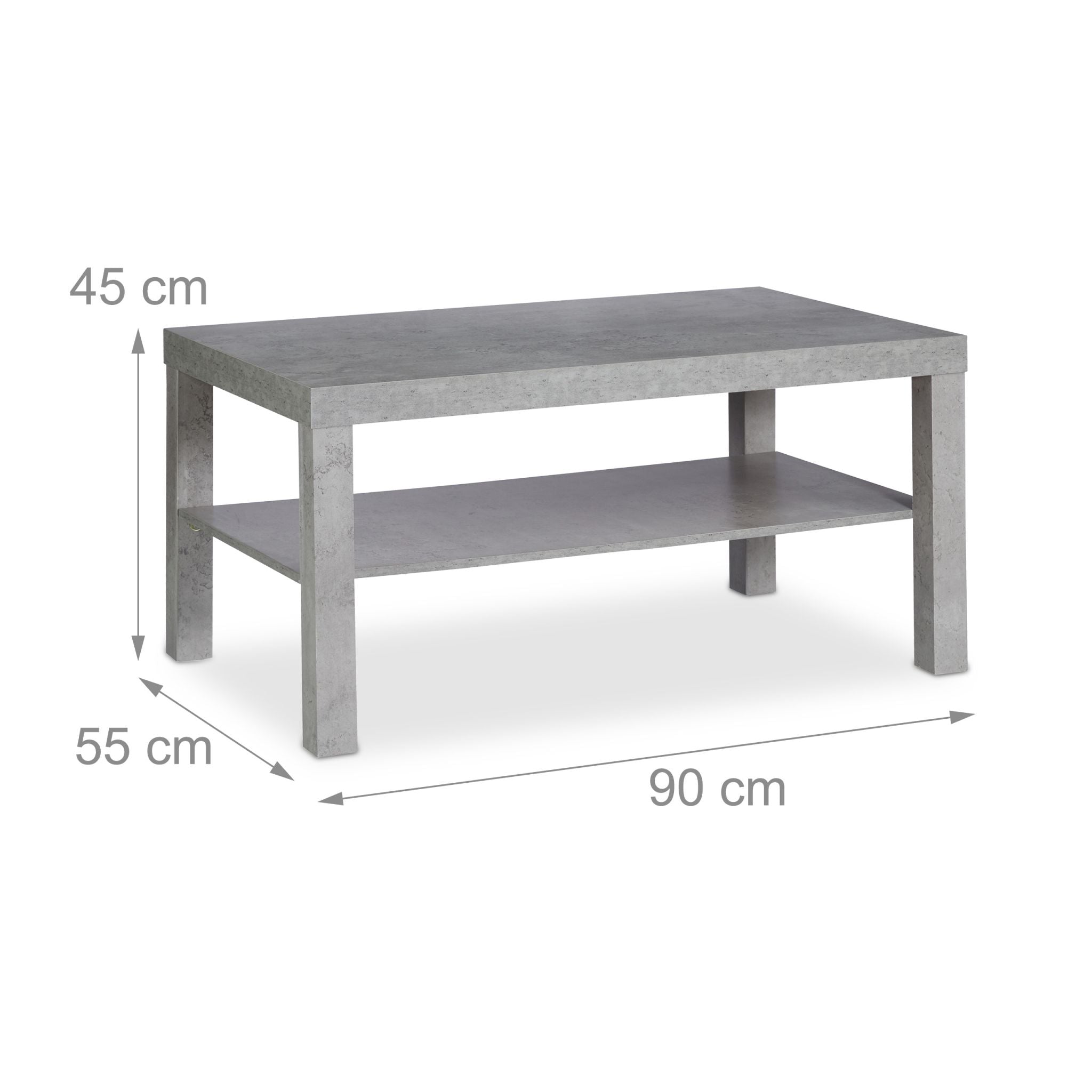 Couchtisch in Betonoptik Grau von Relaxdays